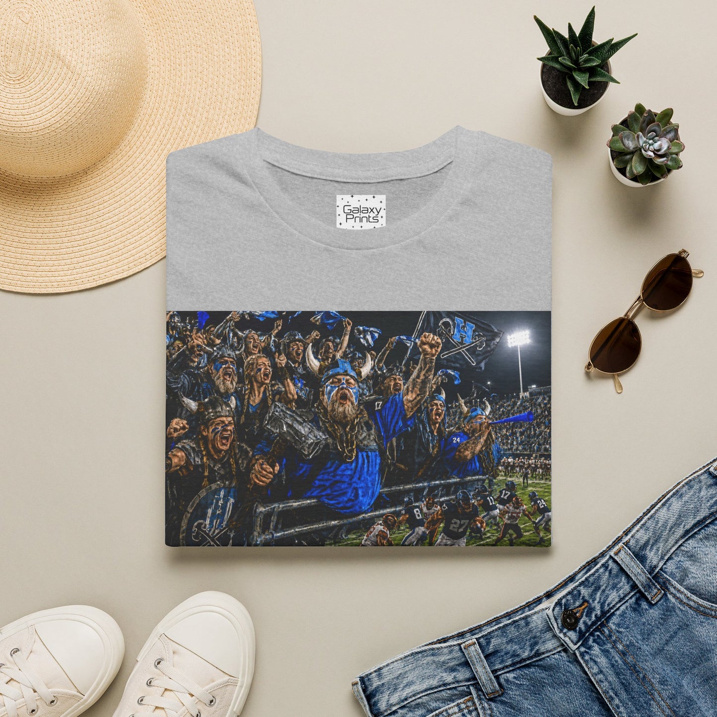 Viking Fans with #1 FAN T‑Shirt — '#1 FAN leading the fight' Graphic Tee - Viking crowd