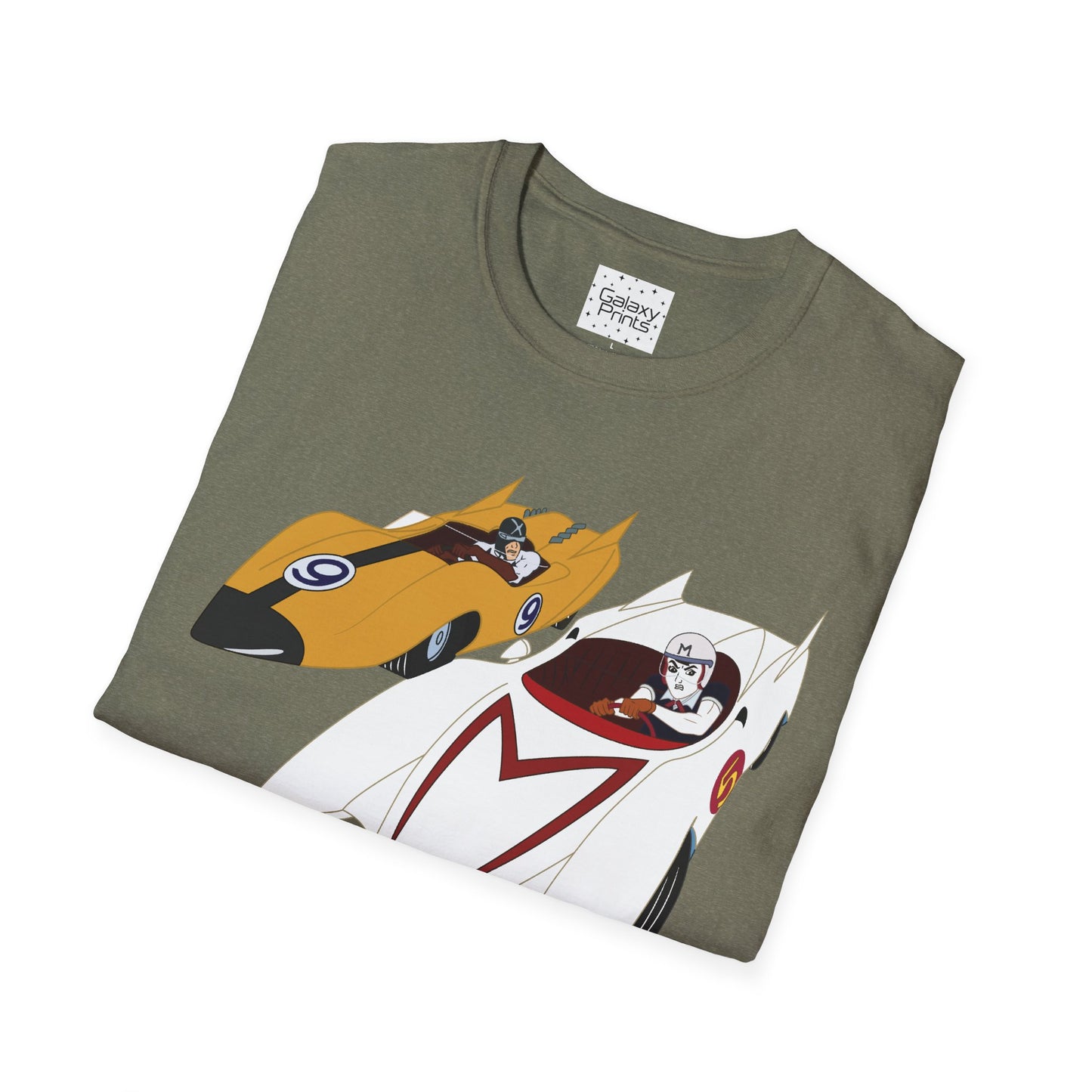 Unisex T-Shirt - POP Culture - 'The MACH 5 and Racer X from the Cartoon SPEED RACER - Go Speed Racer, Go Speed Racer, Go Speed Racer, Goooo'