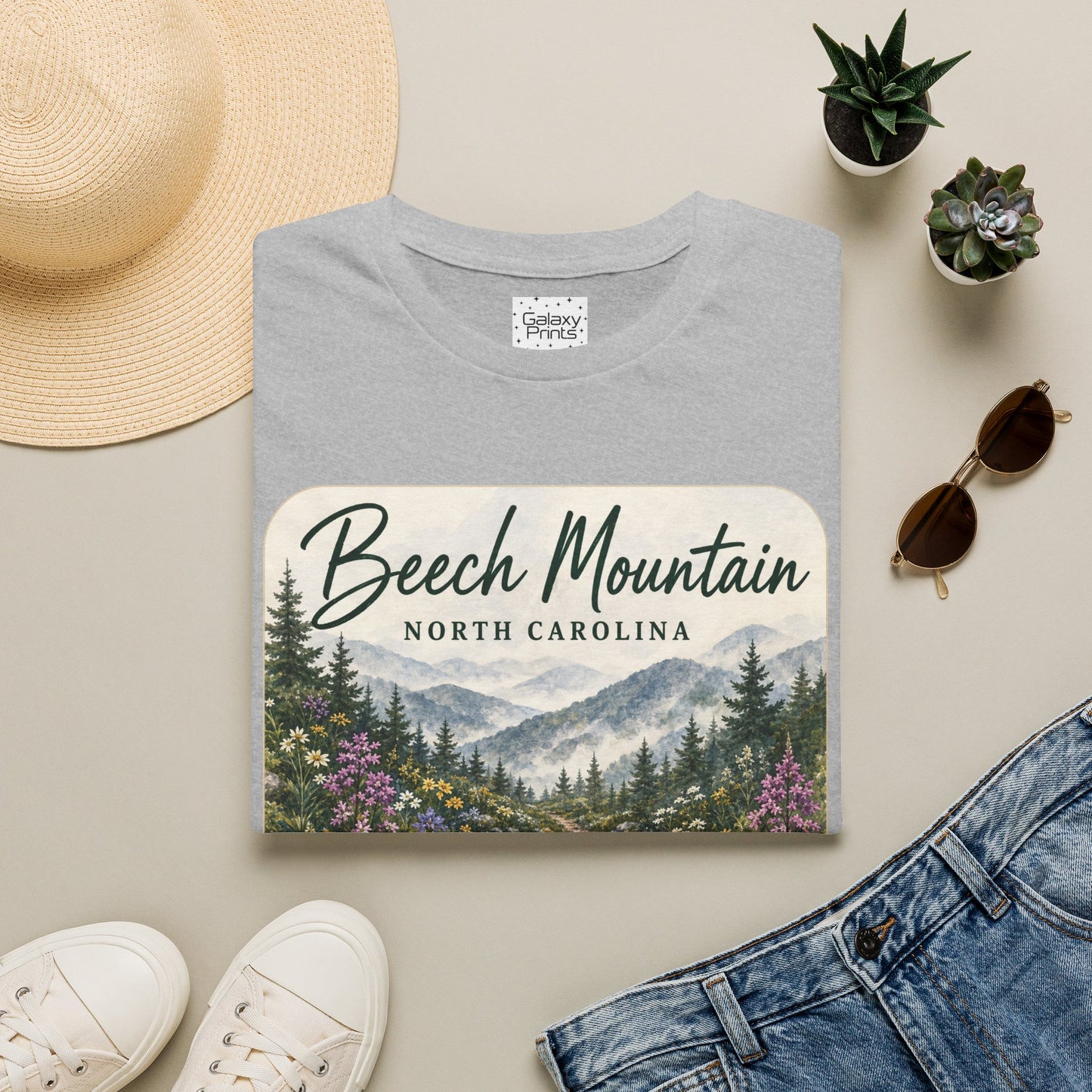 Beech Mountain North Carolina Scenic T-Shirt — Mountain Trail Floral Design