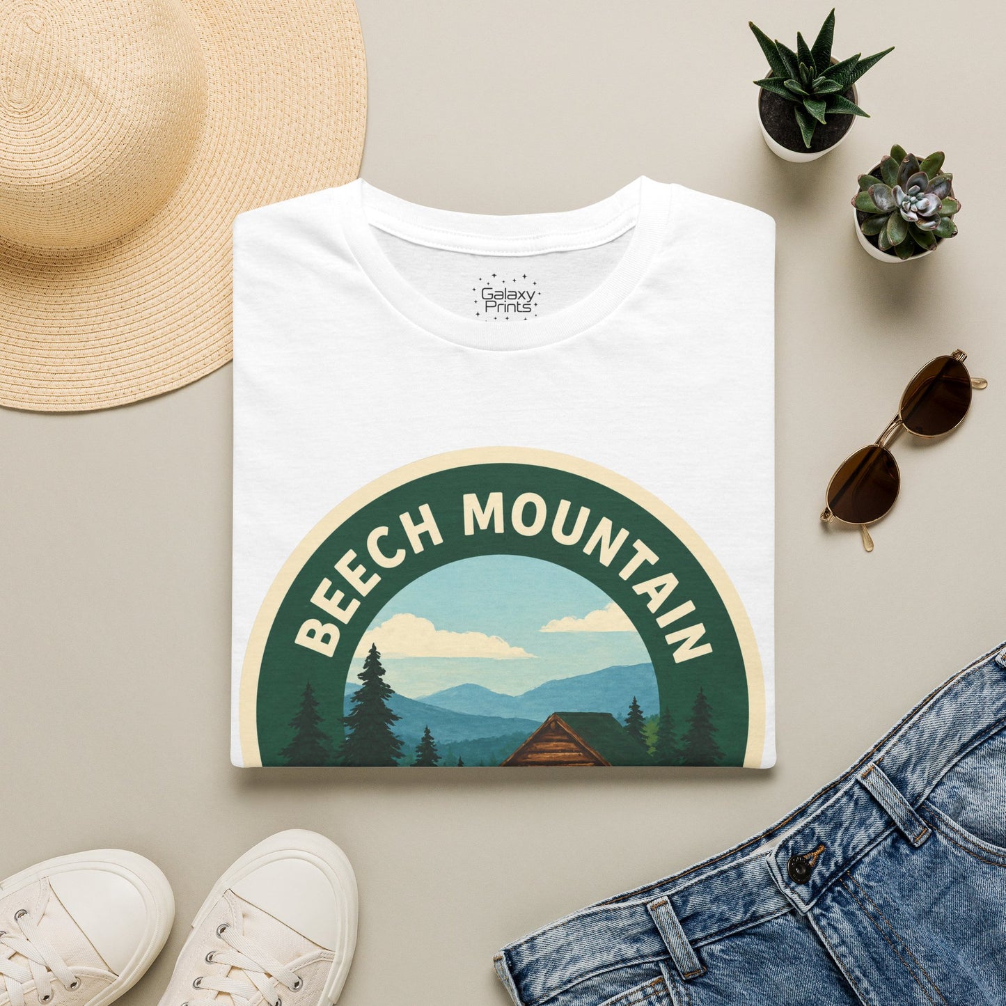 Beech Mountain NC T-Shirt — Mountain Cabin Scenic Graphic Tee