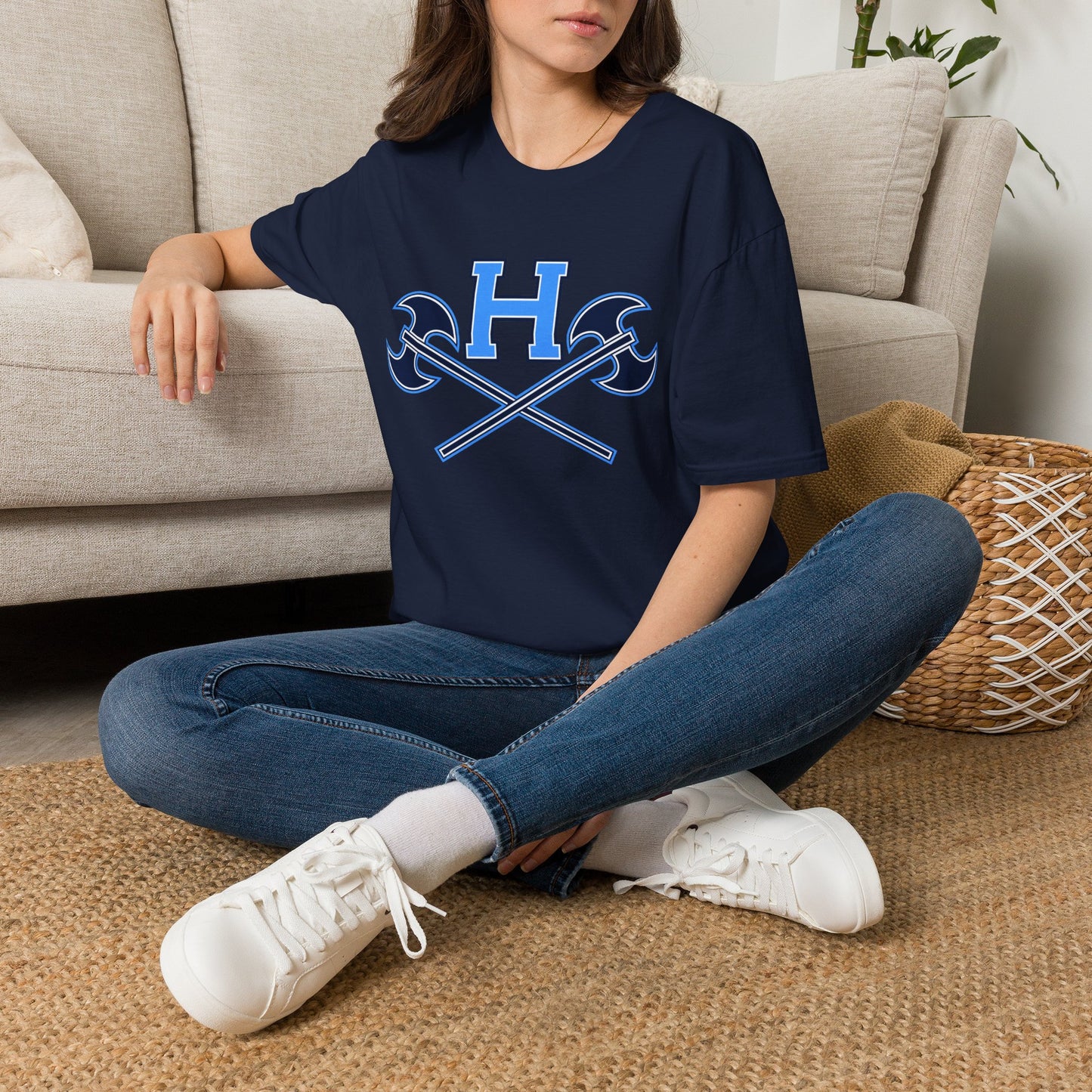 Hoggard - H w/ Axes T-Shirt – Blue 'H' with Crossed Battle Axes Graphic Spirit Tee