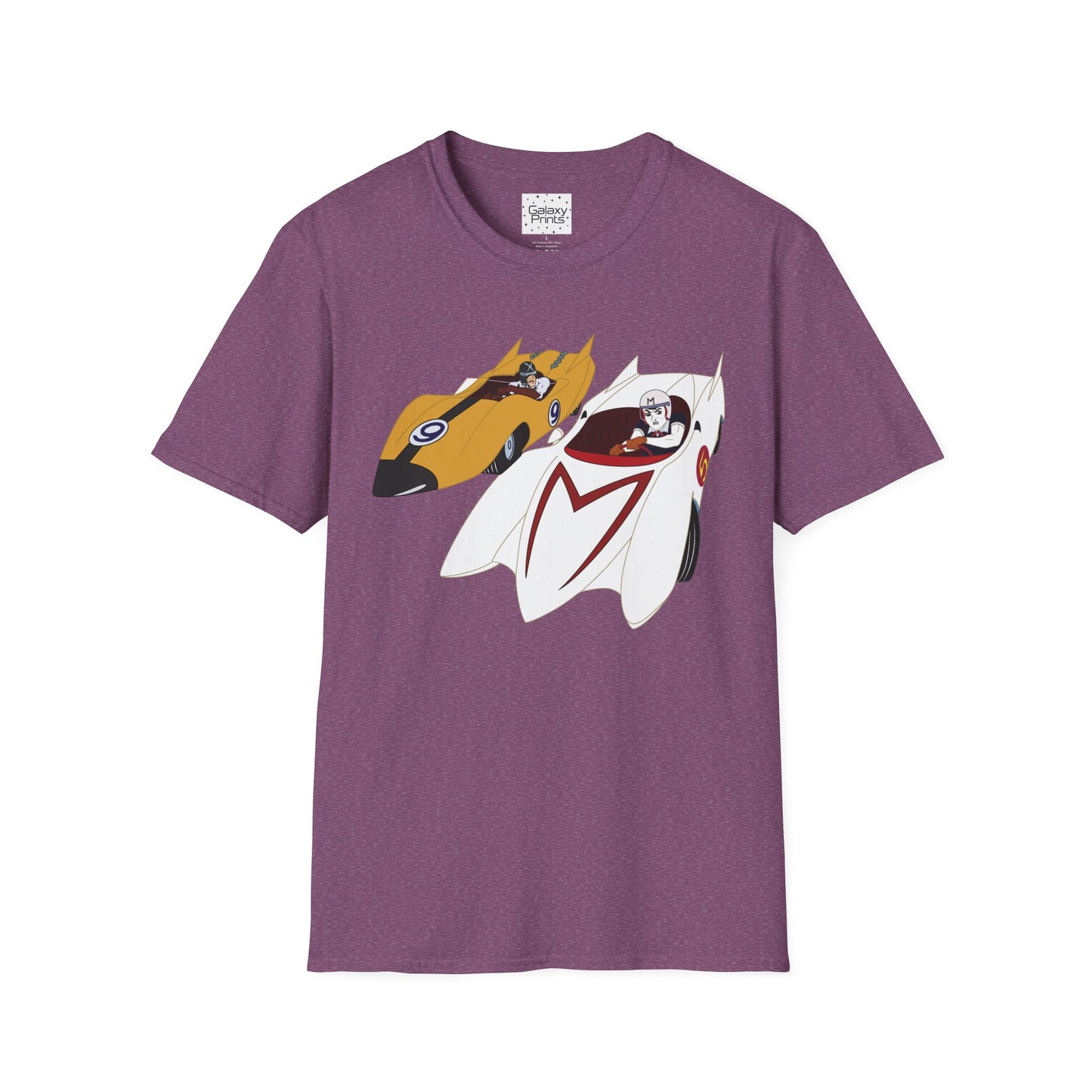 Unisex T-Shirt - POP Culture - 'The MACH 5 and Racer X from the Cartoon SPEED RACER - Go Speed Racer, Go Speed Racer, Go Speed Racer, Goooo'