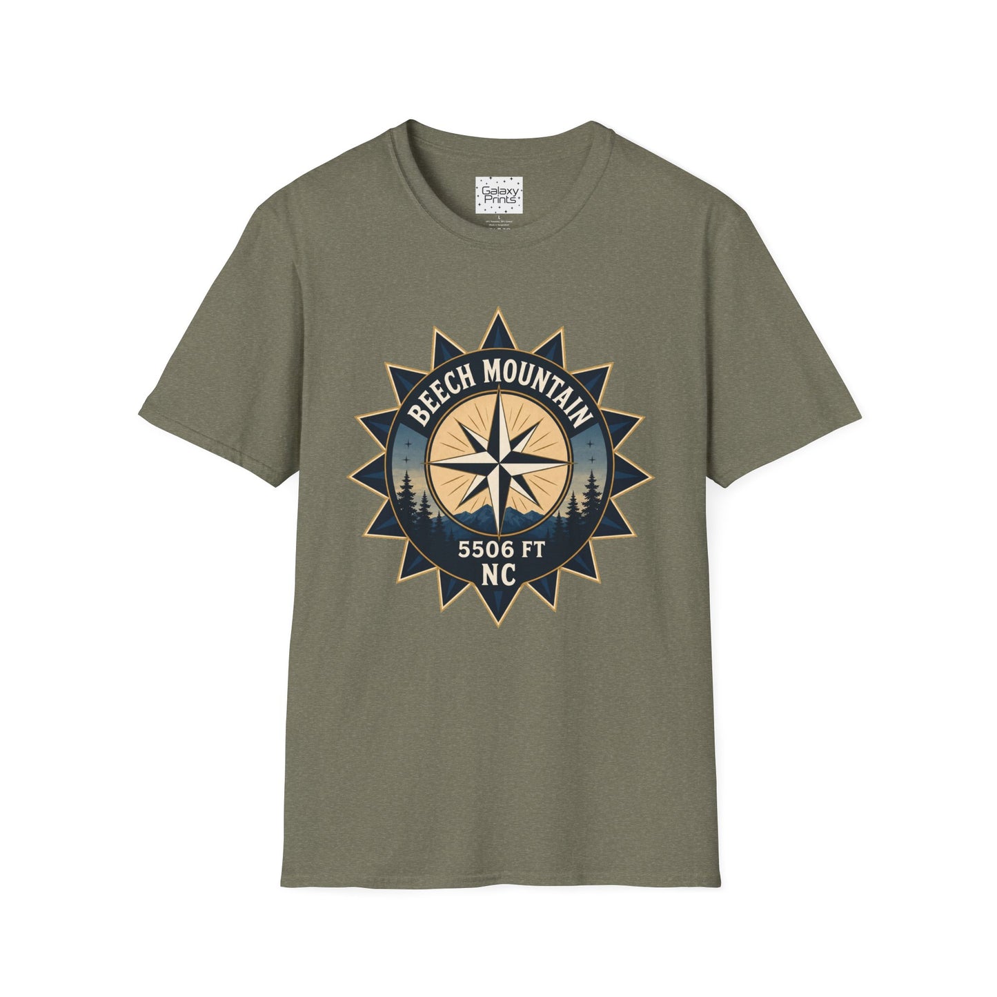 Beech Mountain Compass T-Shirt — Vintage NC 5506 ft Outdoor Tee
