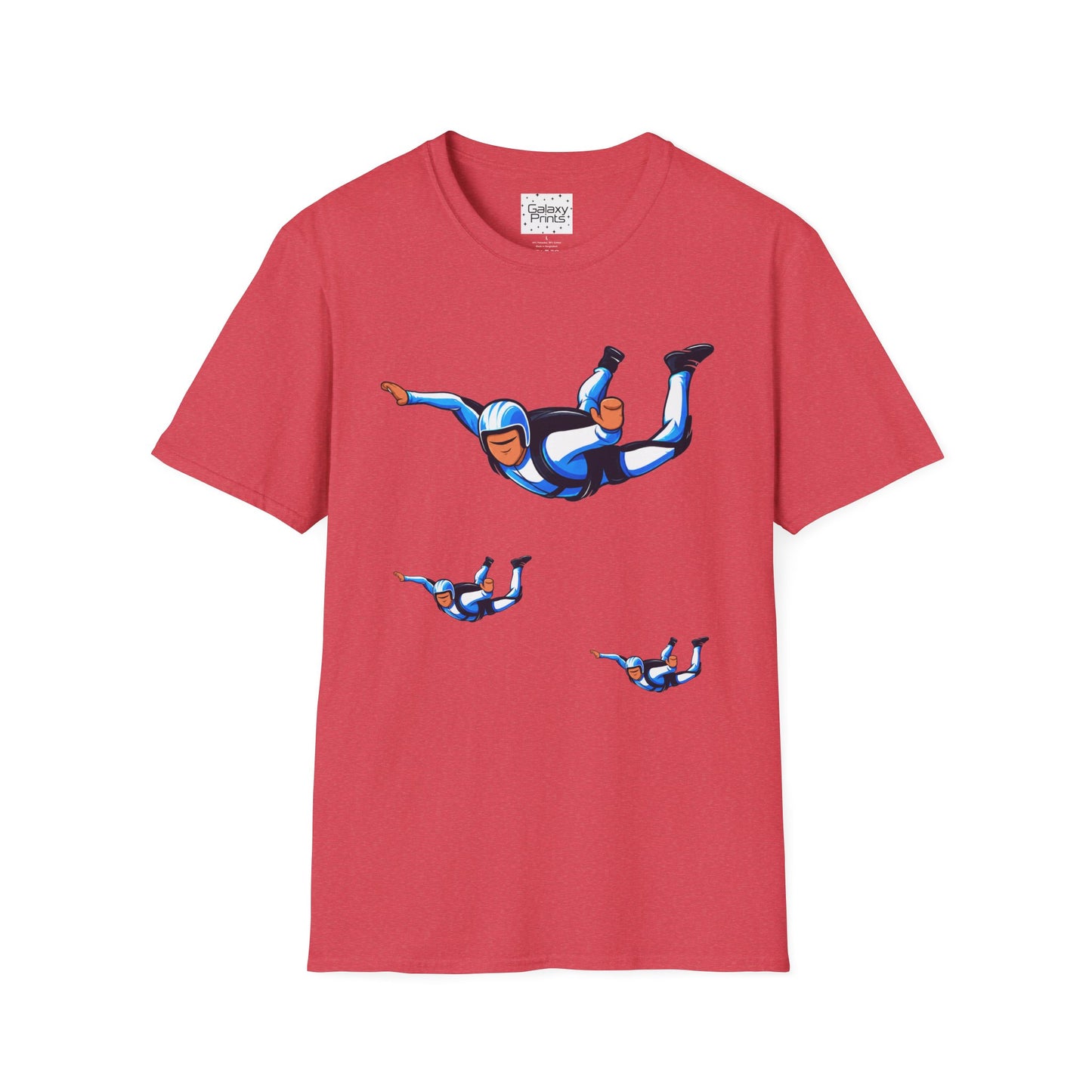 Skydiver Graphic T-Shirt — Blue Freefall Parachute Design