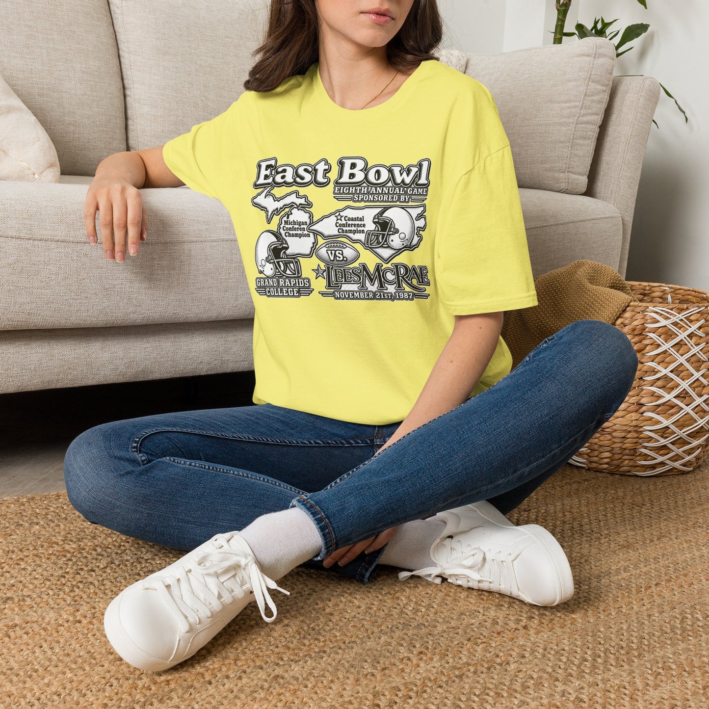 1987 East Bowl Vintage Football T-Shirt — Retro Game Day Tee (East Bowl, Lees McRae)