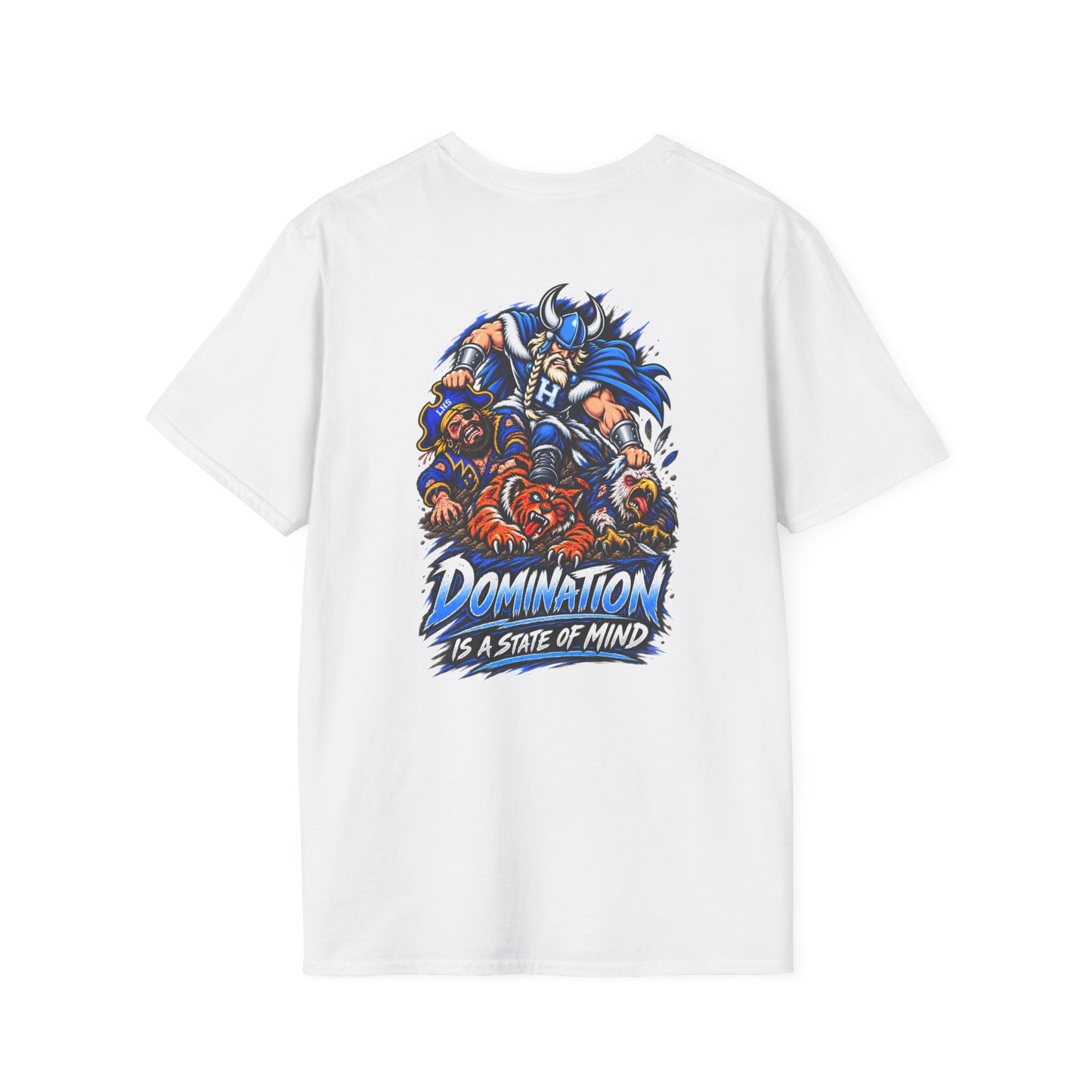 Unisex T-Shirt - Hoggard Vikings Inspired - Hoggard helmet and 'Domination is a State of Mind' - over our rivals