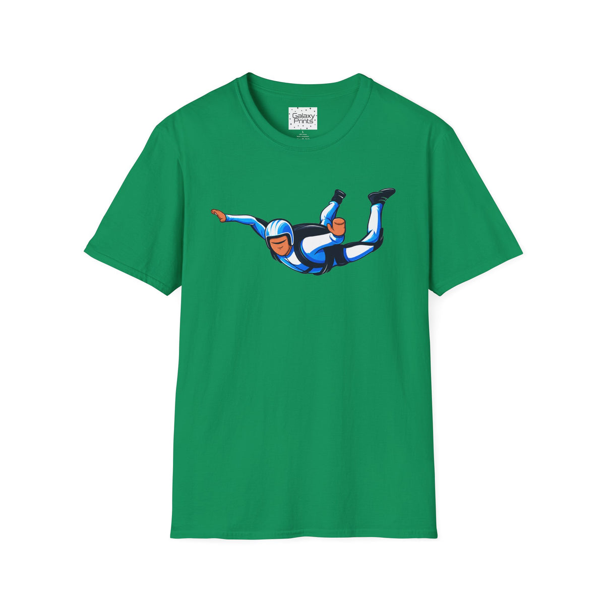 Skydiver Graphic T-Shirt — Blue Wingsuit Freefall Tee - I Survived on the back