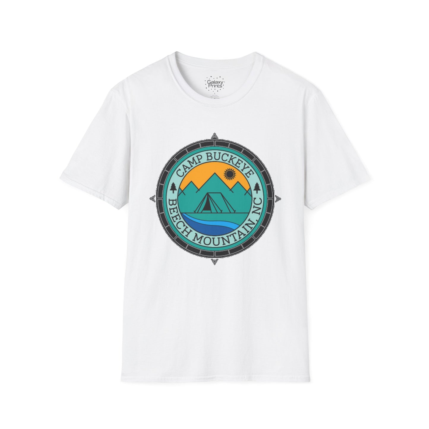 Camp Buckeye Beach Mountains T-Shirt — Vintage Outdoor Camping Badge Tee