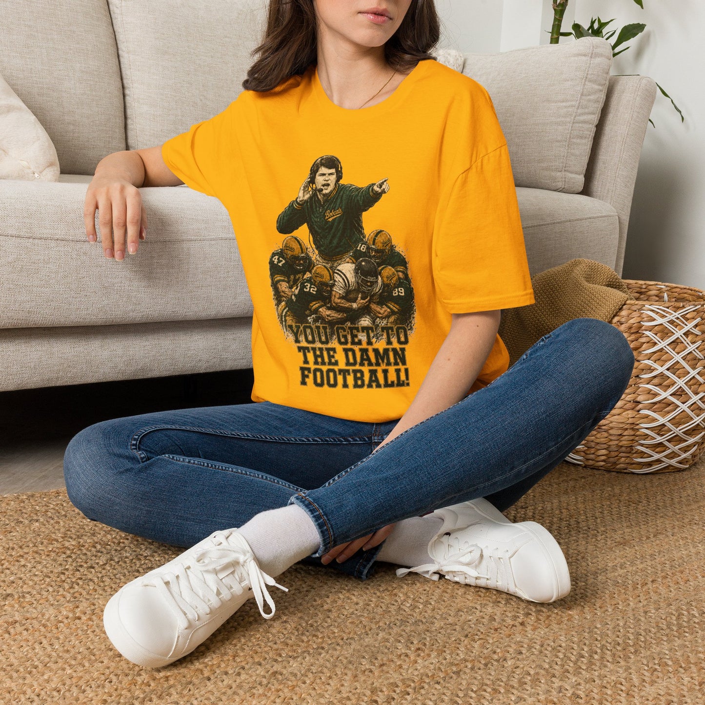 Lees-McRae College Bobcats Vintage Football T-Shirt — Coach Johnson #2  "You Get To The Darm Football" - Forever Undefeated