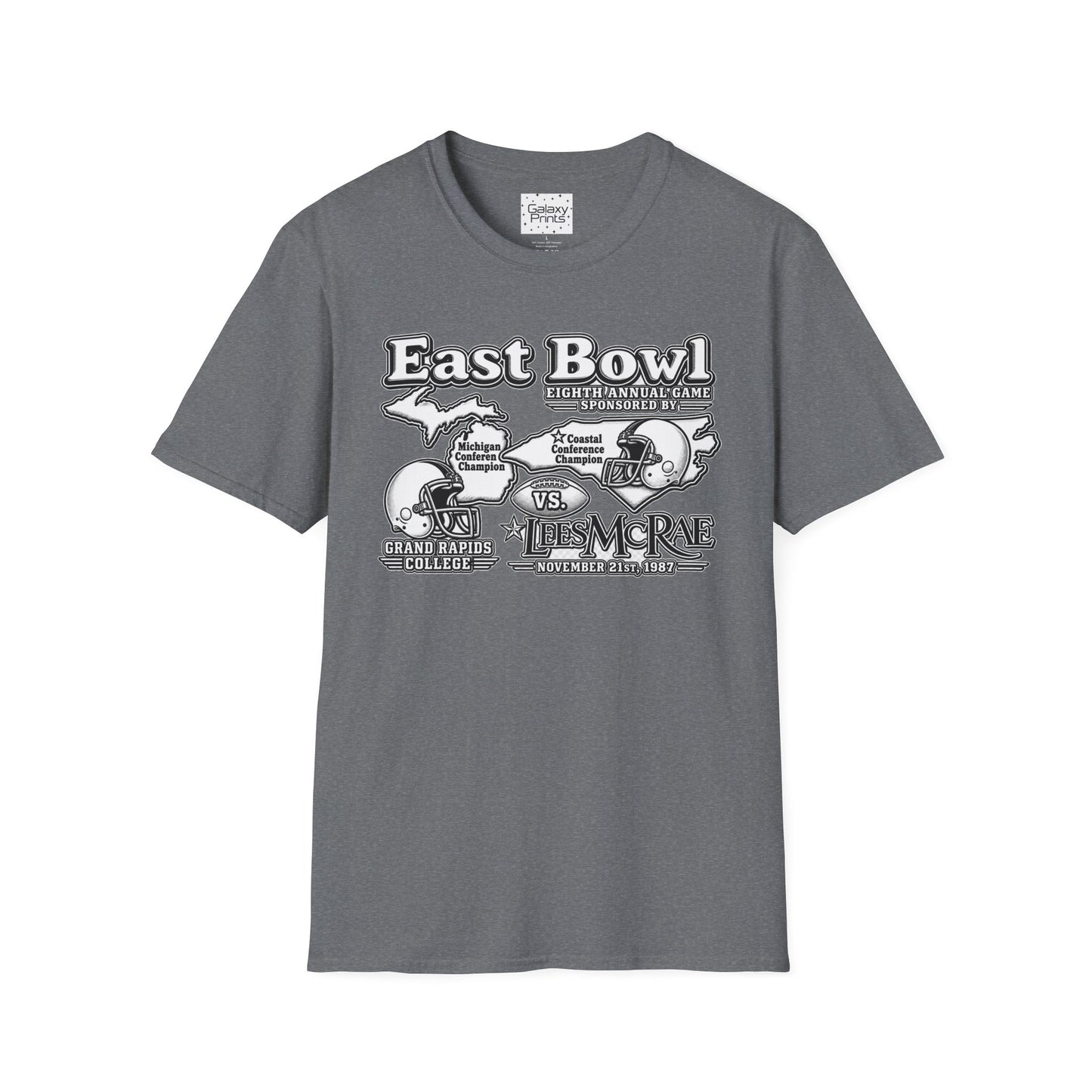 1987 East Bowl Vintage Football T-Shirt — Retro Game Day Tee (East Bowl, Lees McRae)