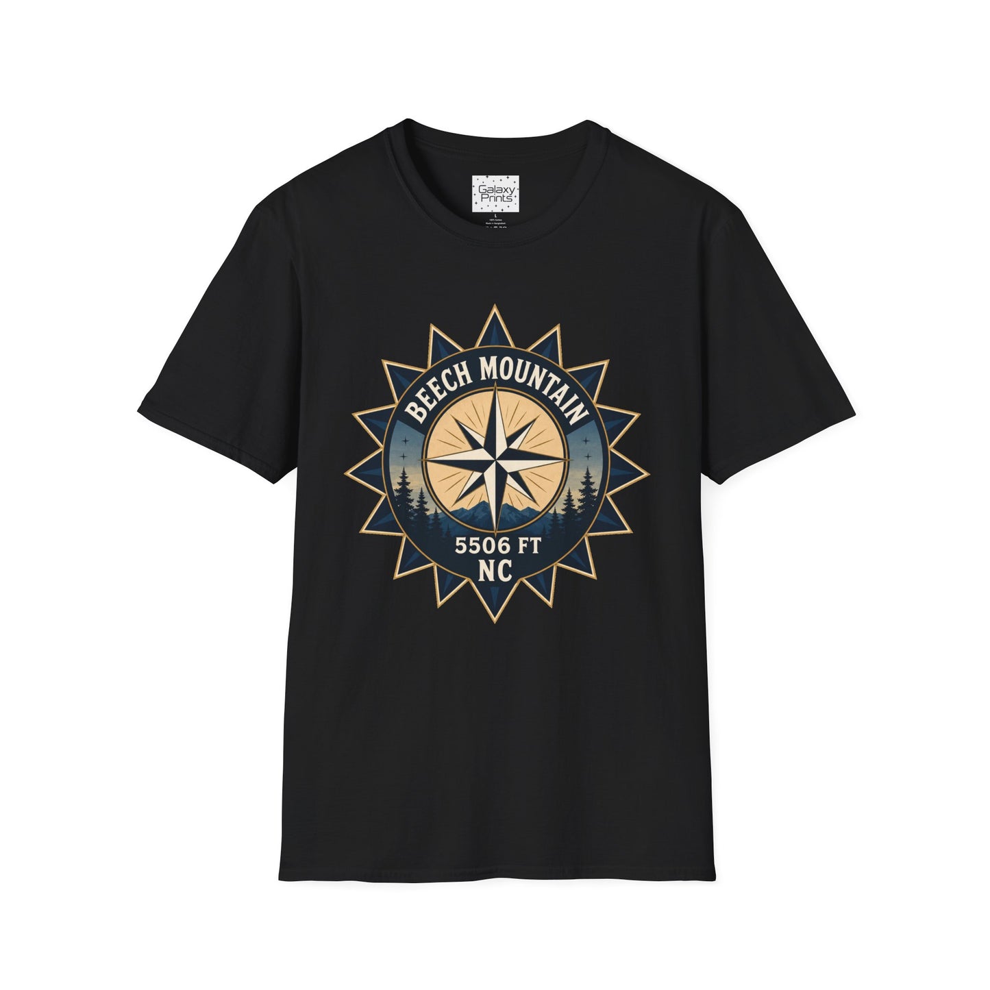 Beech Mountain Compass T-Shirt — Vintage NC 5506 ft Outdoor Tee
