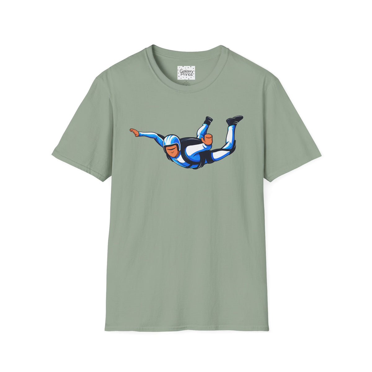 Skydiver Graphic T-Shirt — Blue Wingsuit Freefall Tee - I Survived on the back