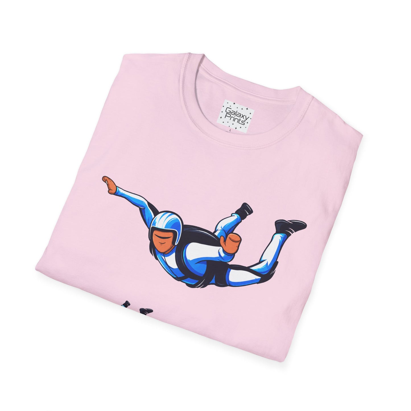 Skydiver Graphic T-Shirt — Blue Freefall Parachute Design