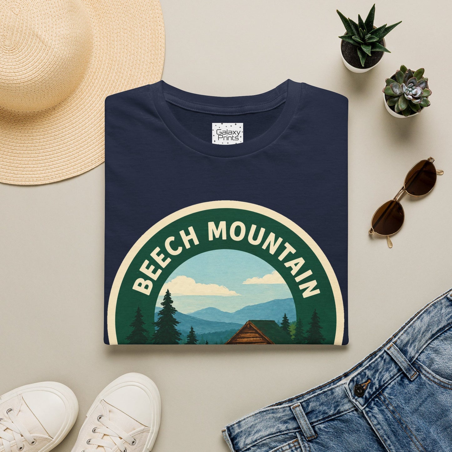 Beech Mountain NC T-Shirt — Mountain Cabin Scenic Graphic Tee