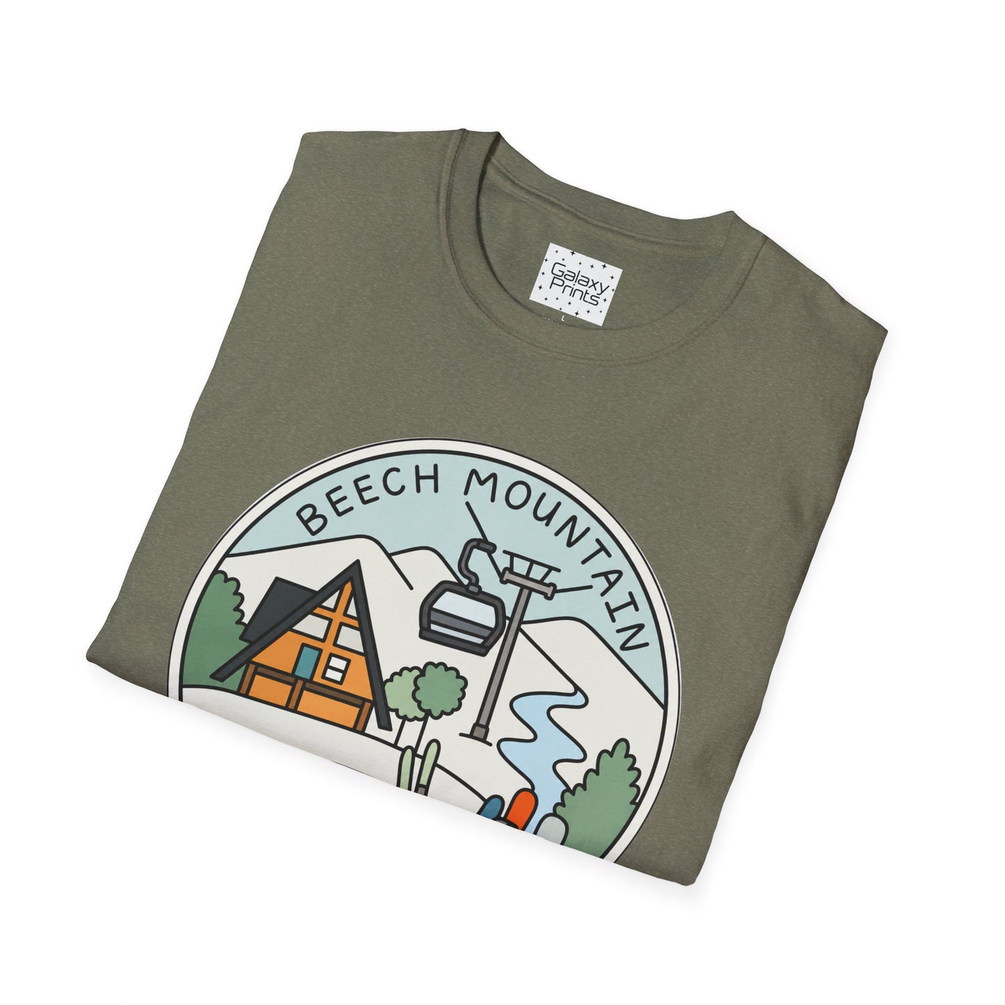 Beech Mountain NC Ski Lift Cartoon T-Shirt — Mountain Cabin & River Outdoor Cartoon Graphic Tee