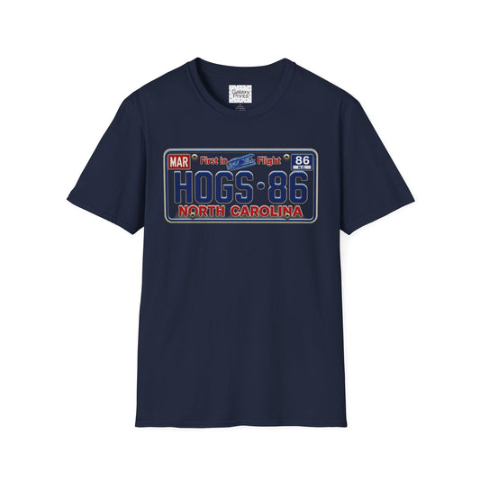 Hogs•86 North Carolina License Plate T-Shirt - Retro See Through Plate - Hoggard Vikings