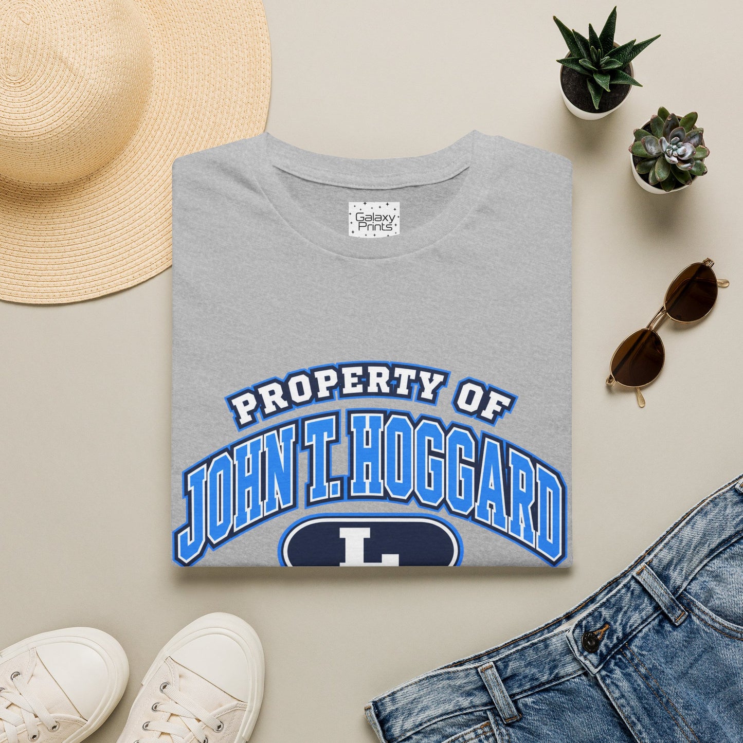 Property of JTH Vikings T‑Shirt L — Viking in Power Circle back - Hoggard School Spirit Tee
