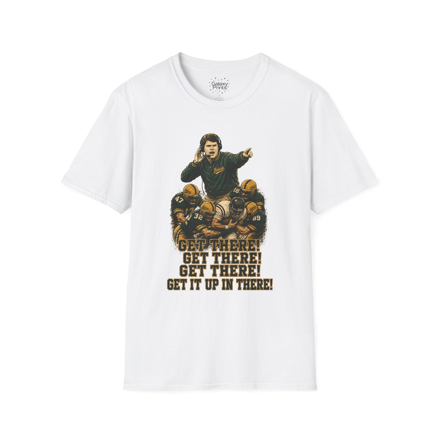 Lees-McRae College Bobcats Vintage Football T-Shirt — Coach Johnson  "Get There! x 3 Get it up" - Forever Undefeated