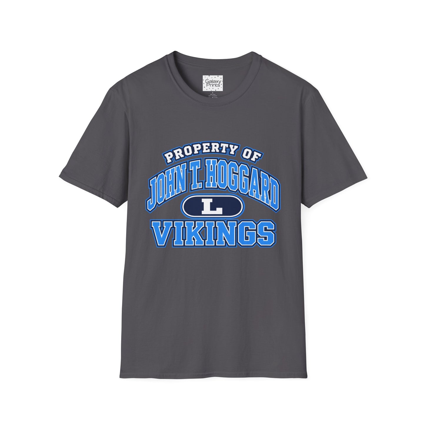 Property of JTH Vikings T‑Shirt L — Viking in Power Circle back - Hoggard School Spirit Tee