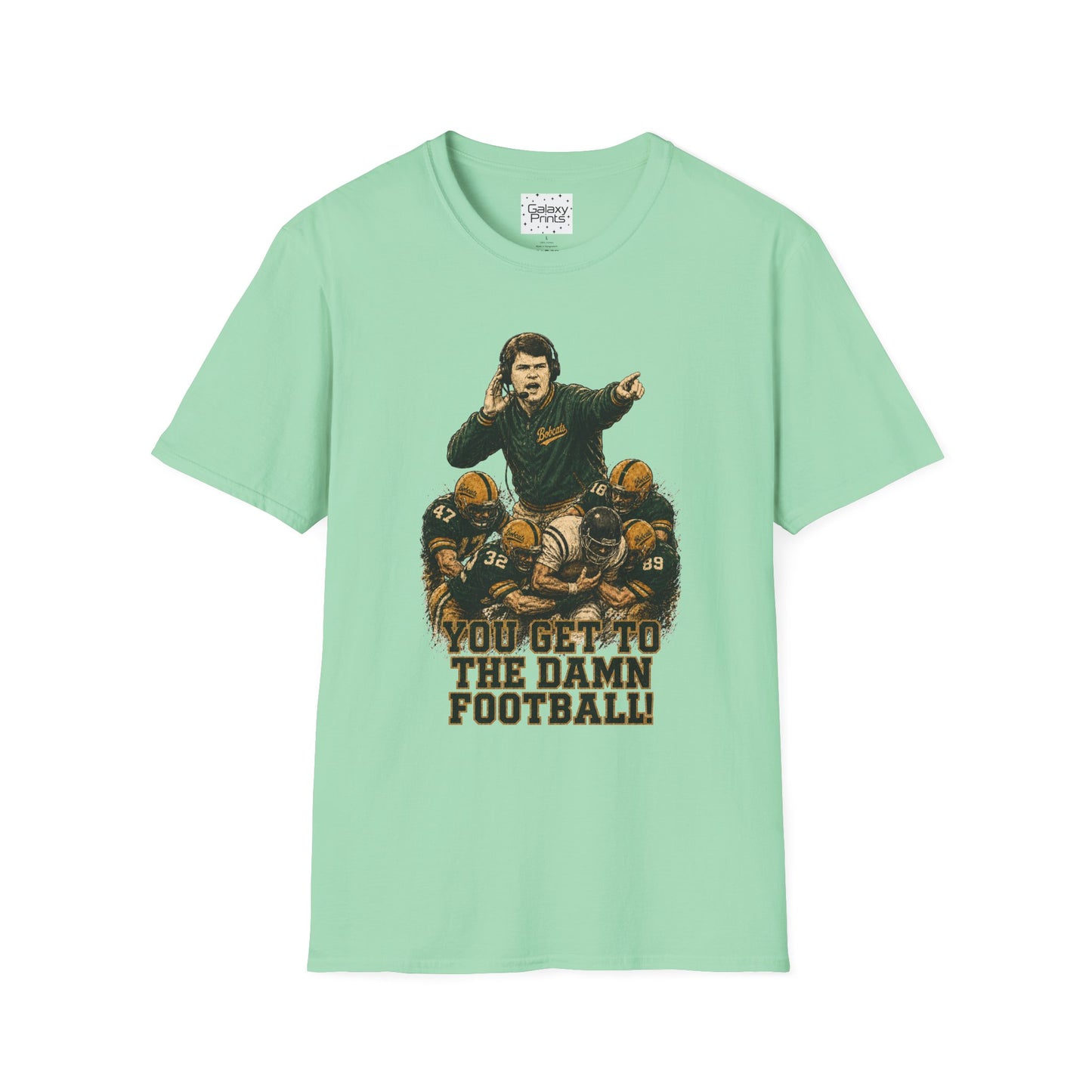 Lees-McRae College Bobcats Vintage Football T-Shirt — Coach Johnson #2  "You Get To The Darm Football" - Forever Undefeated