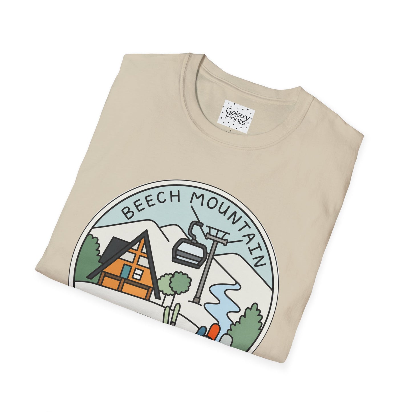 Beech Mountain NC Ski Lift Cartoon T-Shirt — Mountain Cabin & River Outdoor Cartoon Graphic Tee