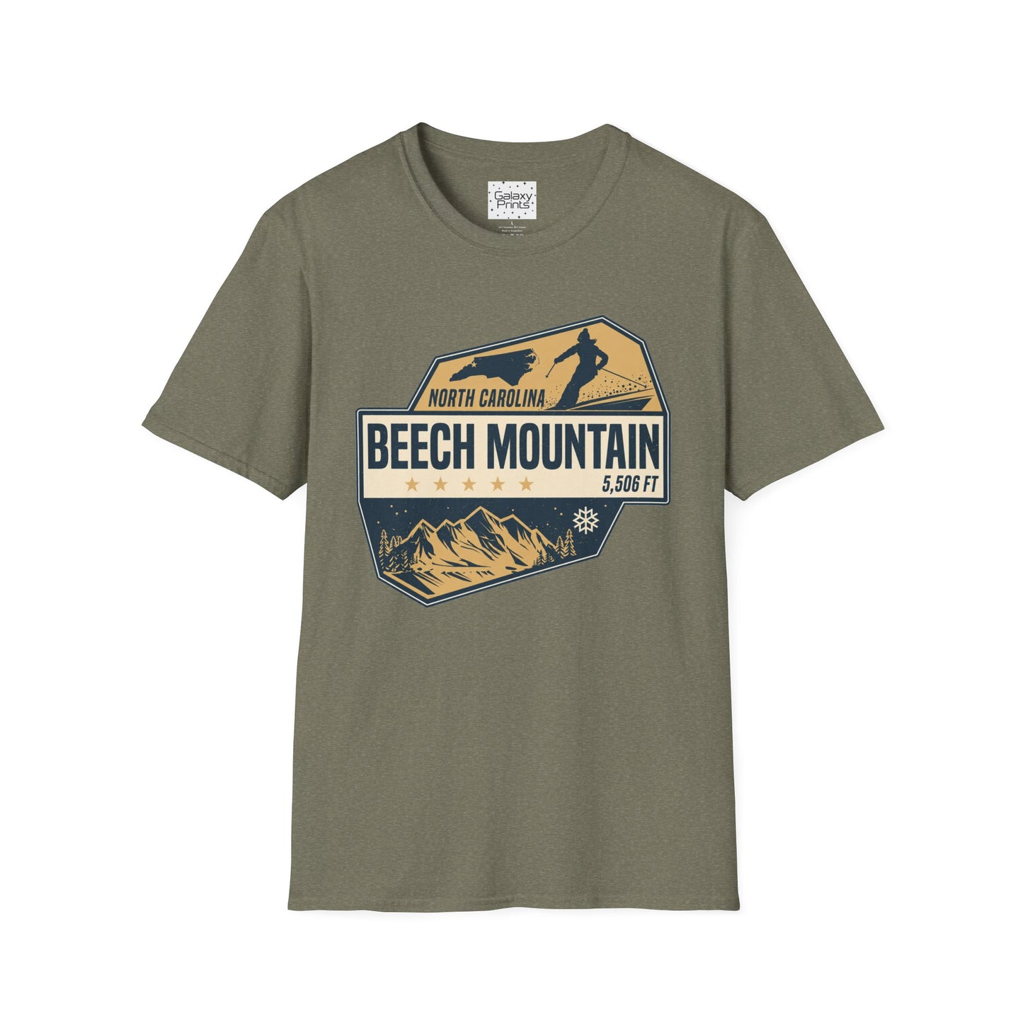 Beech Mountain T‑Shirt — North Carolina Ski & Mountain Vintage Badge (5,506 ft)