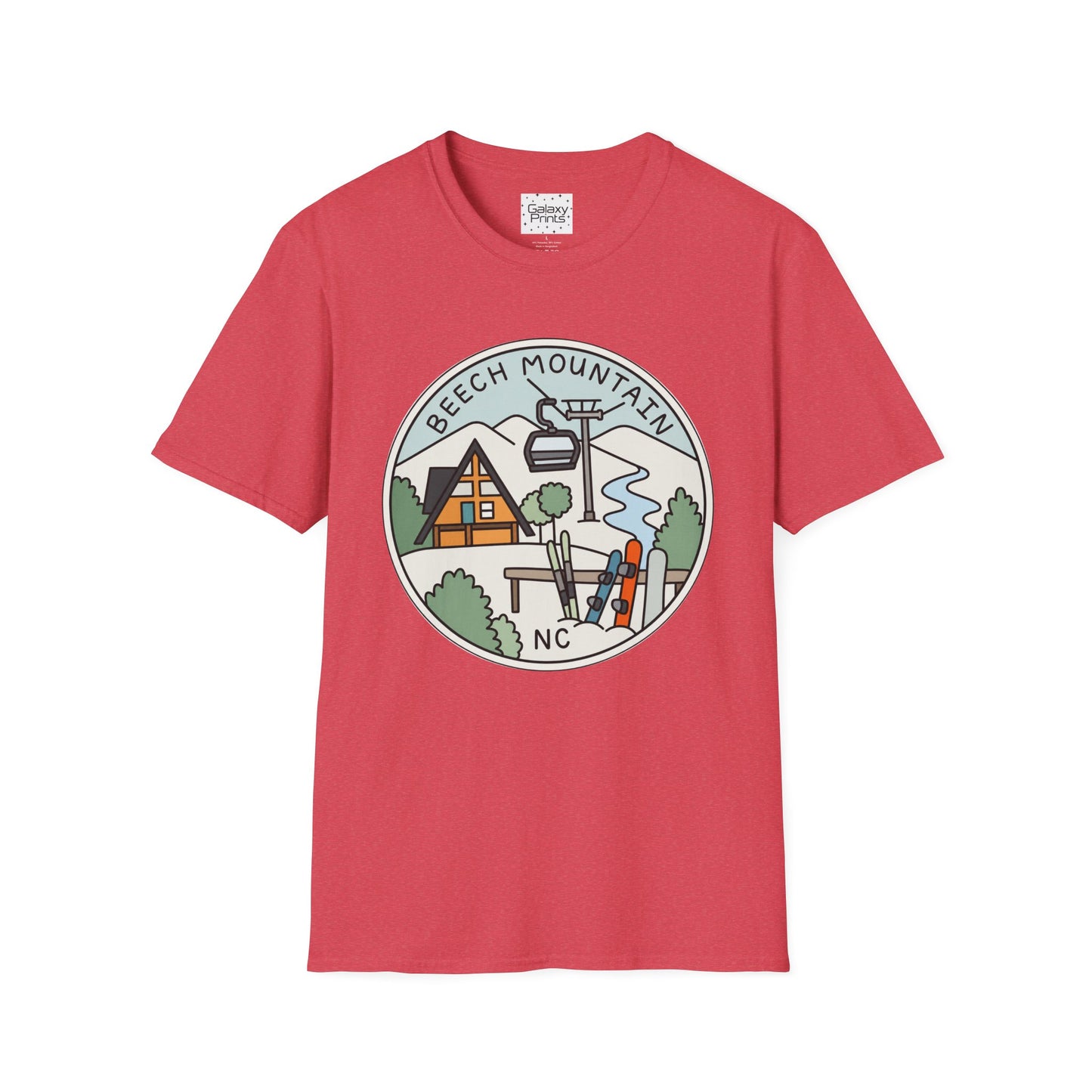 Beech Mountain NC Ski Lift Cartoon T-Shirt — Mountain Cabin & River Outdoor Cartoon Graphic Tee