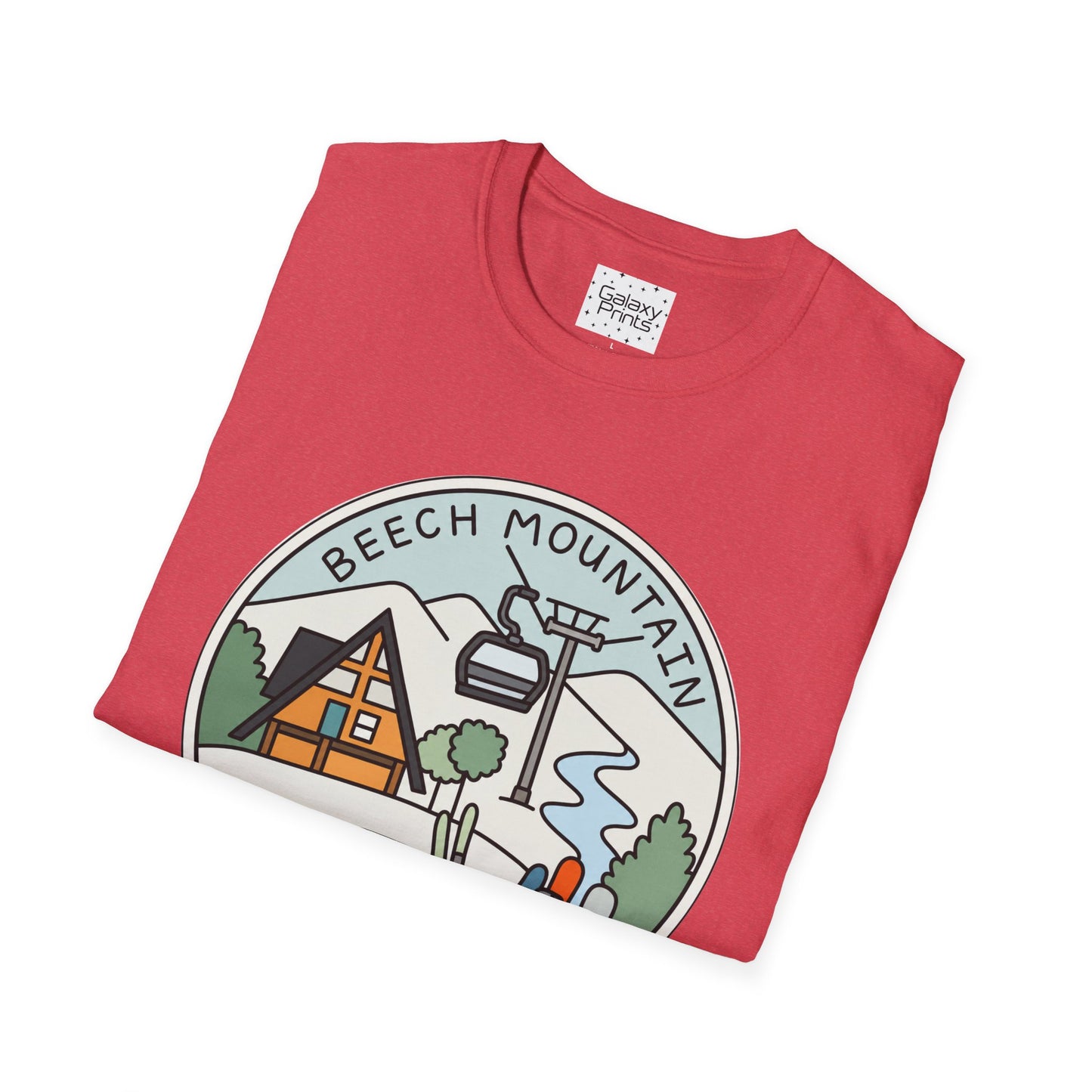 Beech Mountain NC Ski Lift Cartoon T-Shirt — Mountain Cabin & River Outdoor Cartoon Graphic Tee