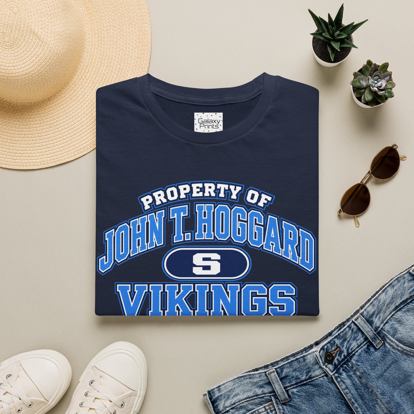 Property of JTH Vikings T‑Shirt S — Viking in Power Circle back - Hoggard School Spirit Tee