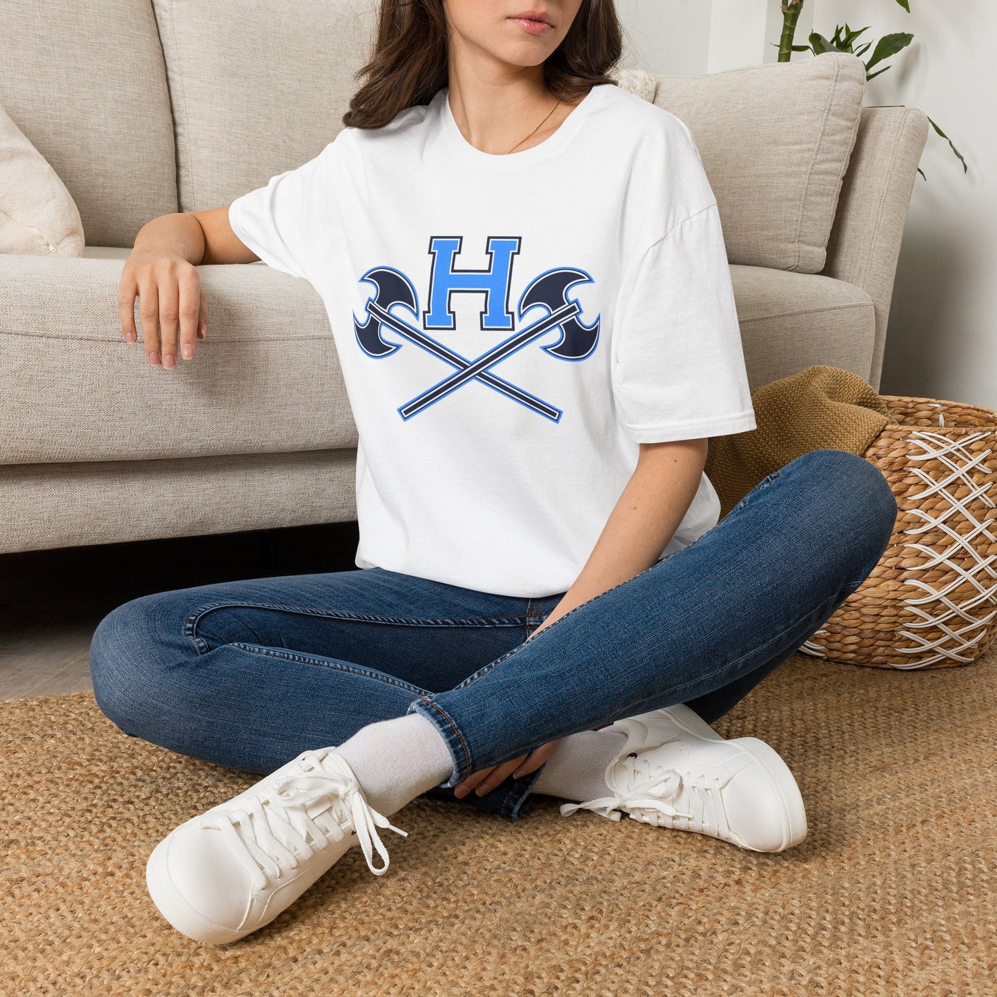 Hoggard - H w/ Axes T-Shirt – Blue 'H' with Crossed Battle Axes Graphic Spirit Tee