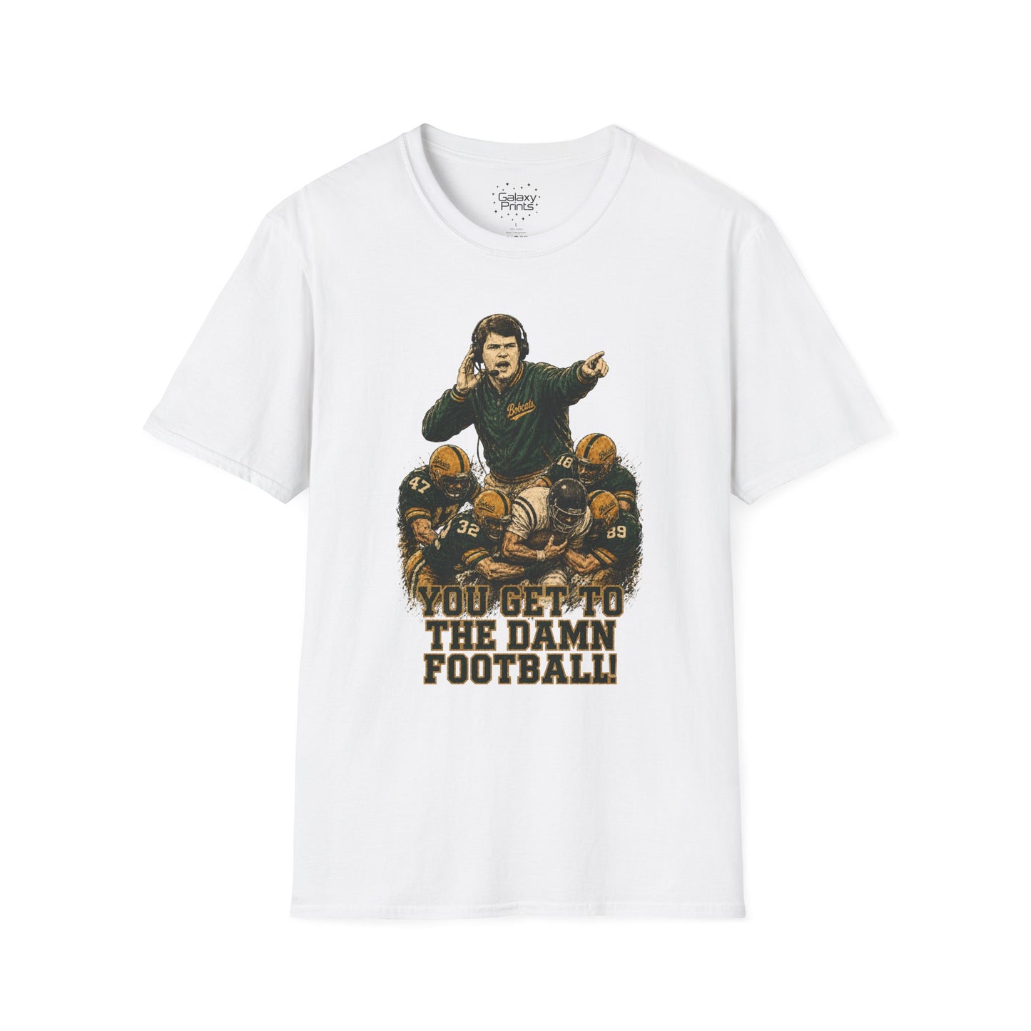 Lees-McRae College Bobcats Vintage Football T-Shirt — Coach Johnson #2  "You Get To The Darm Football" - Forever Undefeated