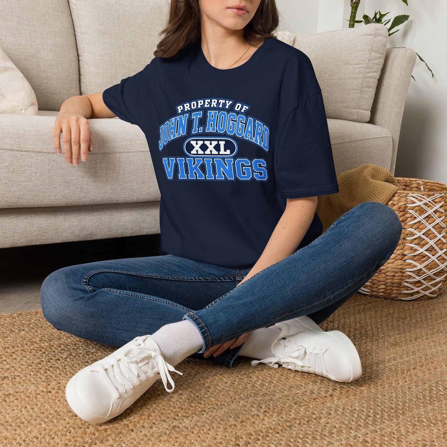 Property of JTH Vikings T‑Shirt XXL — Viking in Power Circle back - Hoggard School Spirit Tee
