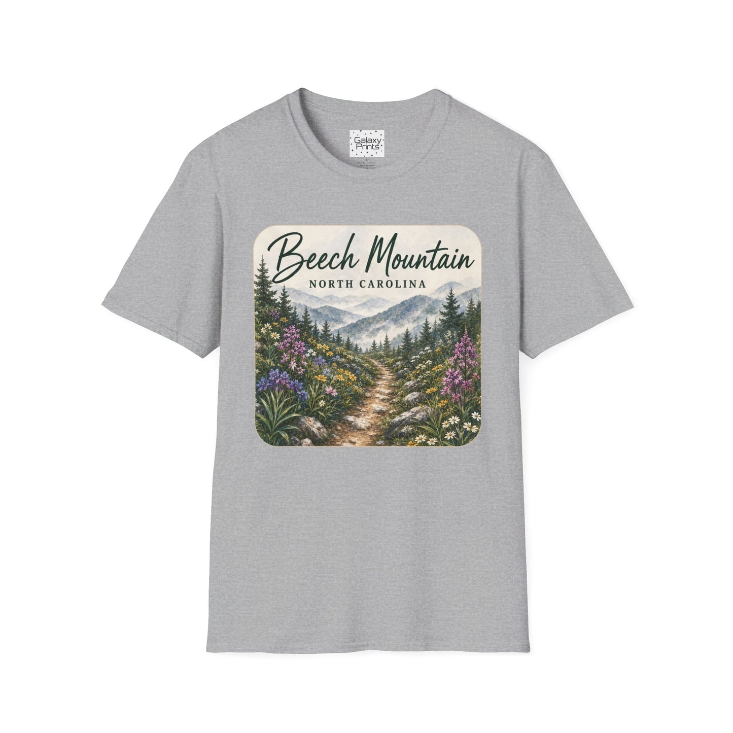 Beech Mountain North Carolina Scenic T-Shirt — Mountain Trail Floral Design
