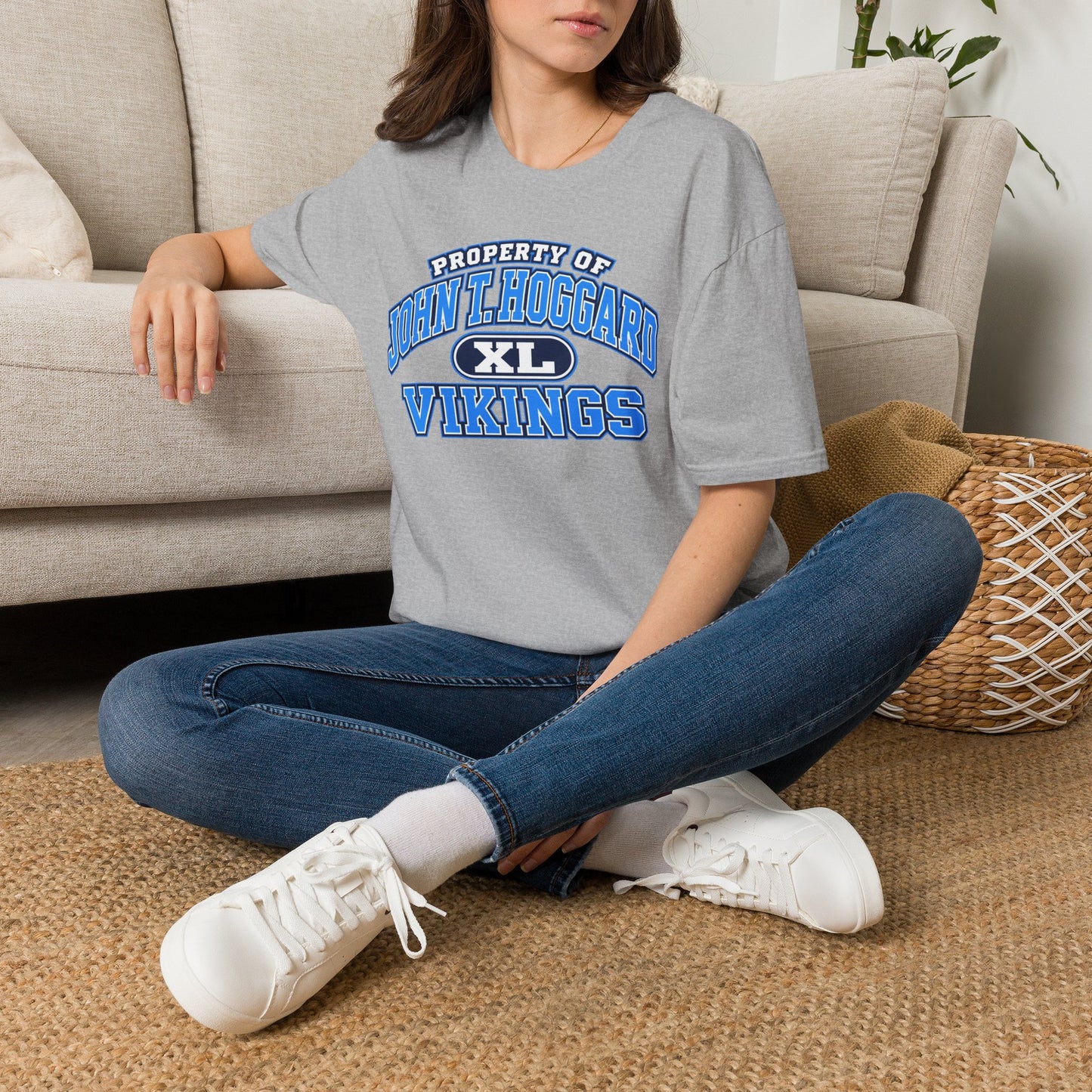 Property of JTH Vikings T‑Shirt XL — Viking in Power Circle back - Hoggard School Spirit Tee