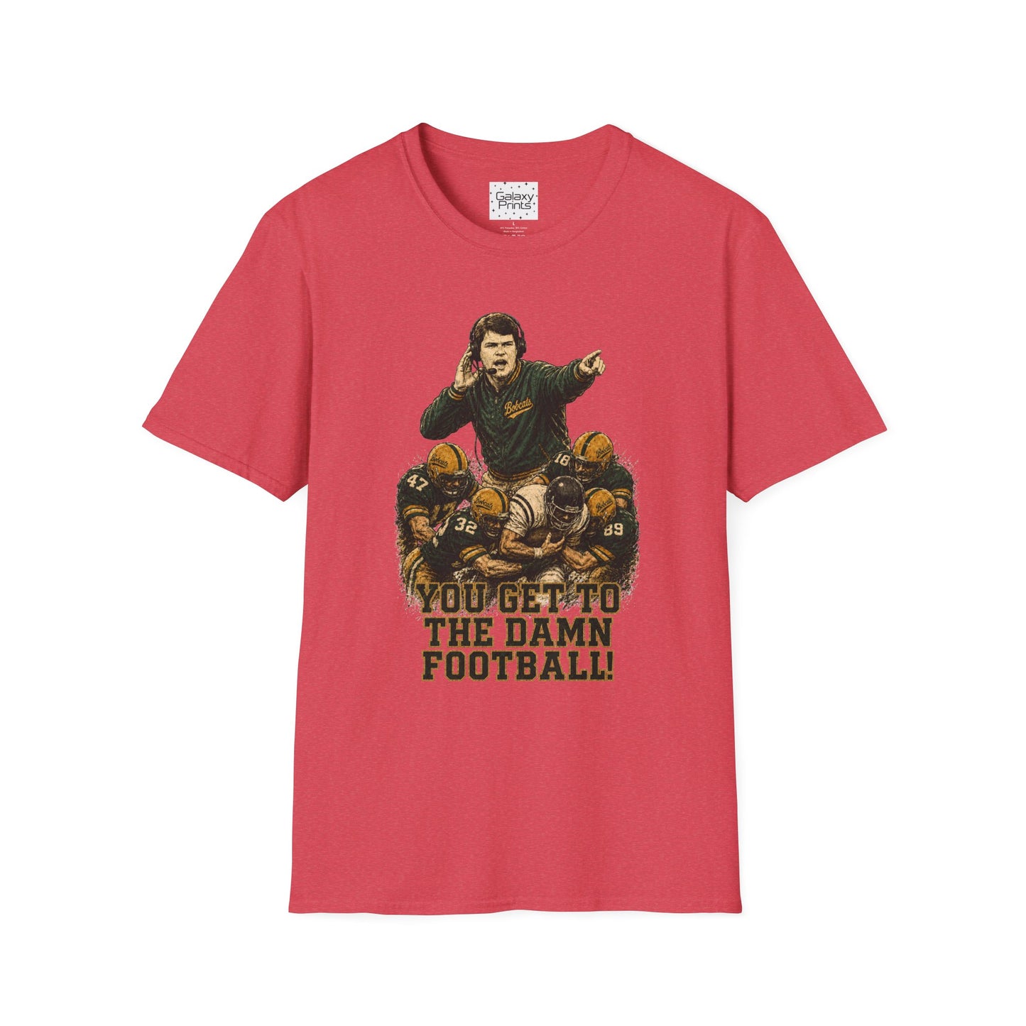 Lees-McRae College Bobcats Vintage Football T-Shirt — Coach Johnson #2  "You Get To The Darm Football" - Forever Undefeated