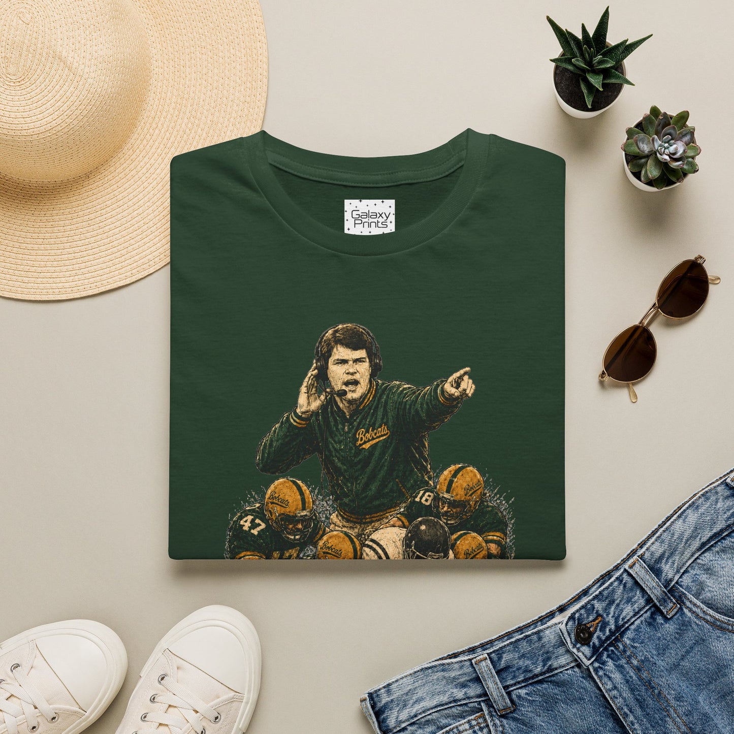Lees-McRae College Bobcats Vintage Football T-Shirt — Coach Johnson #2  "You Get To The Darm Football" - Forever Undefeated