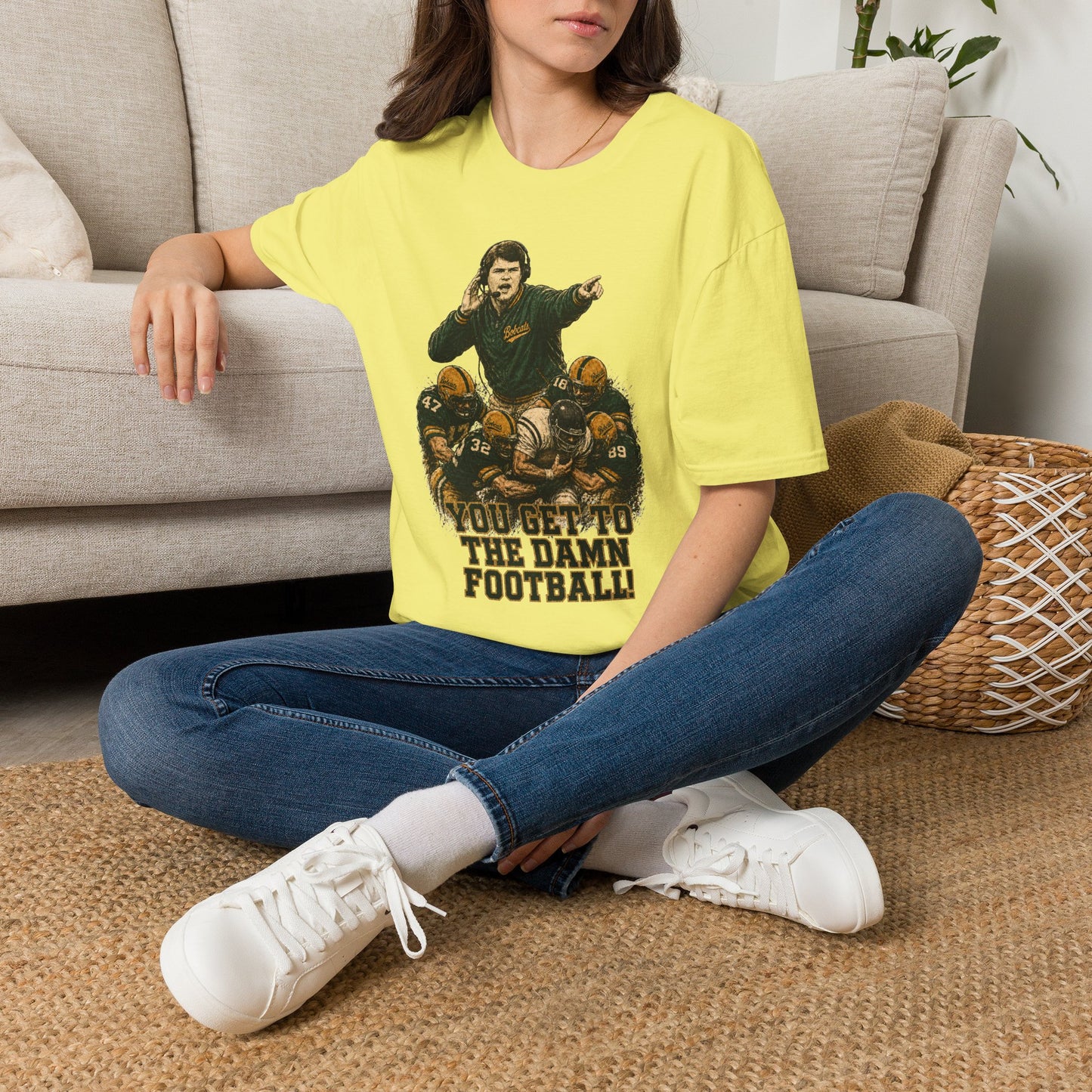 Lees-McRae College Bobcats Vintage Football T-Shirt — Coach Johnson #2  "You Get To The Darm Football" - Forever Undefeated