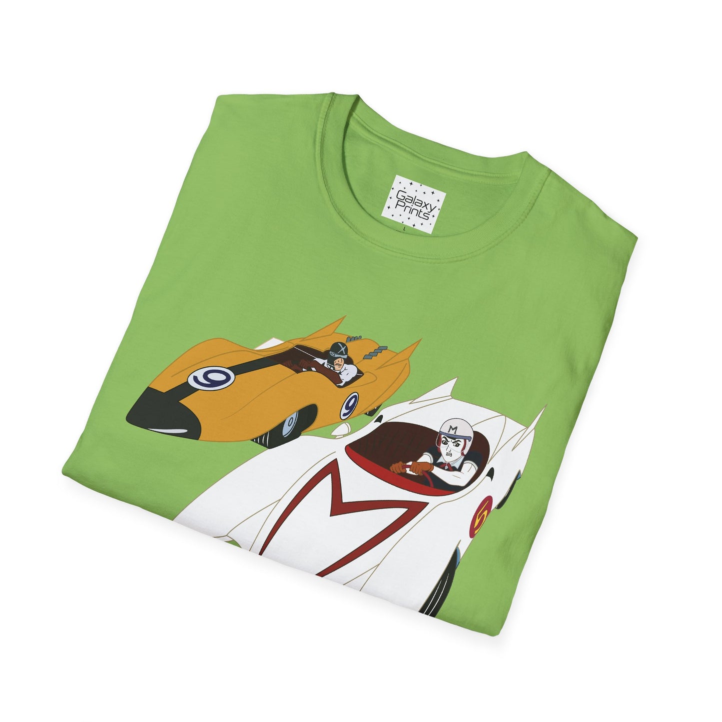 Unisex T-Shirt - POP Culture - 'The MACH 5 and Racer X from the Cartoon SPEED RACER - Go Speed Racer, Go Speed Racer, Go Speed Racer, Goooo'