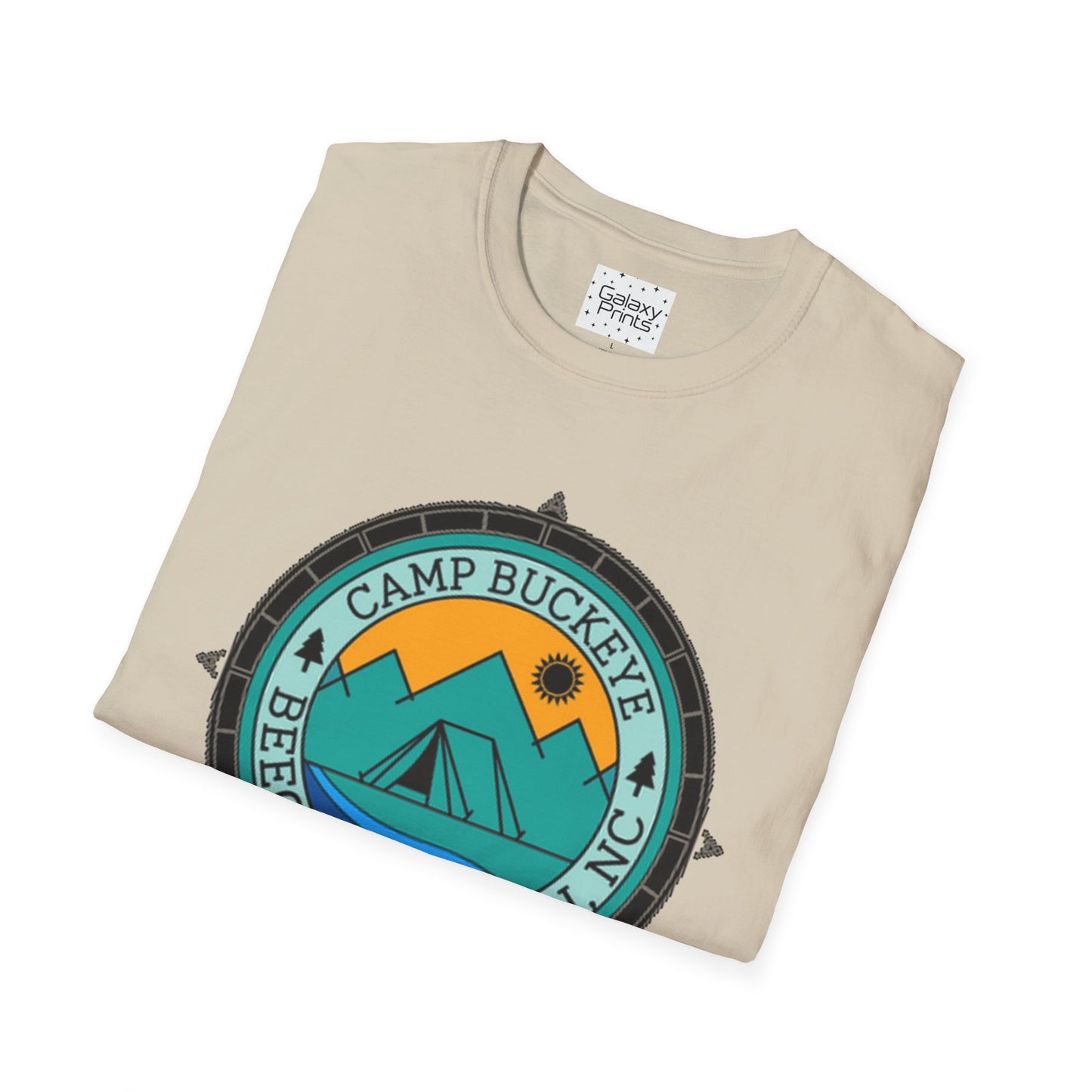 Camp Buckeye Beach Mountains T-Shirt — Vintage Outdoor Camping Badge Tee