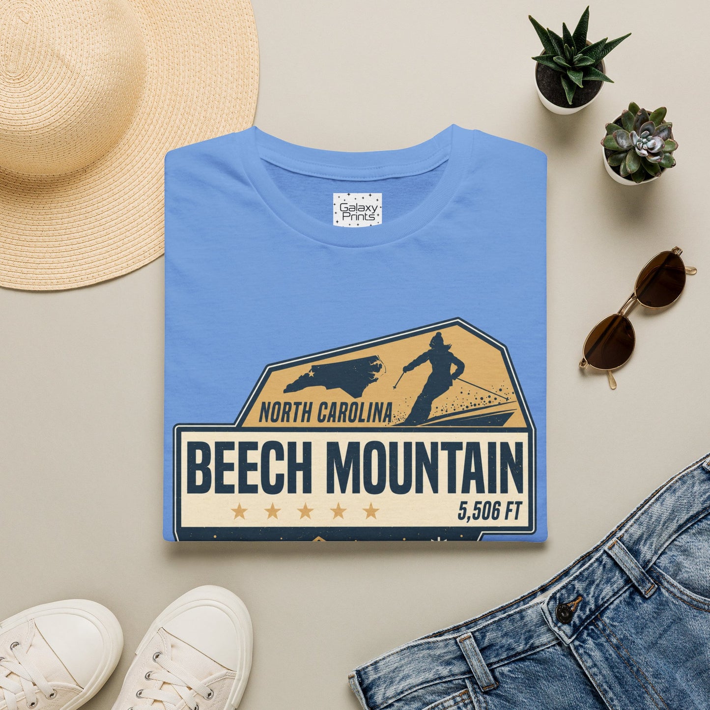 Beech Mountain T‑Shirt — North Carolina Ski & Mountain Vintage Badge (5,506 ft)