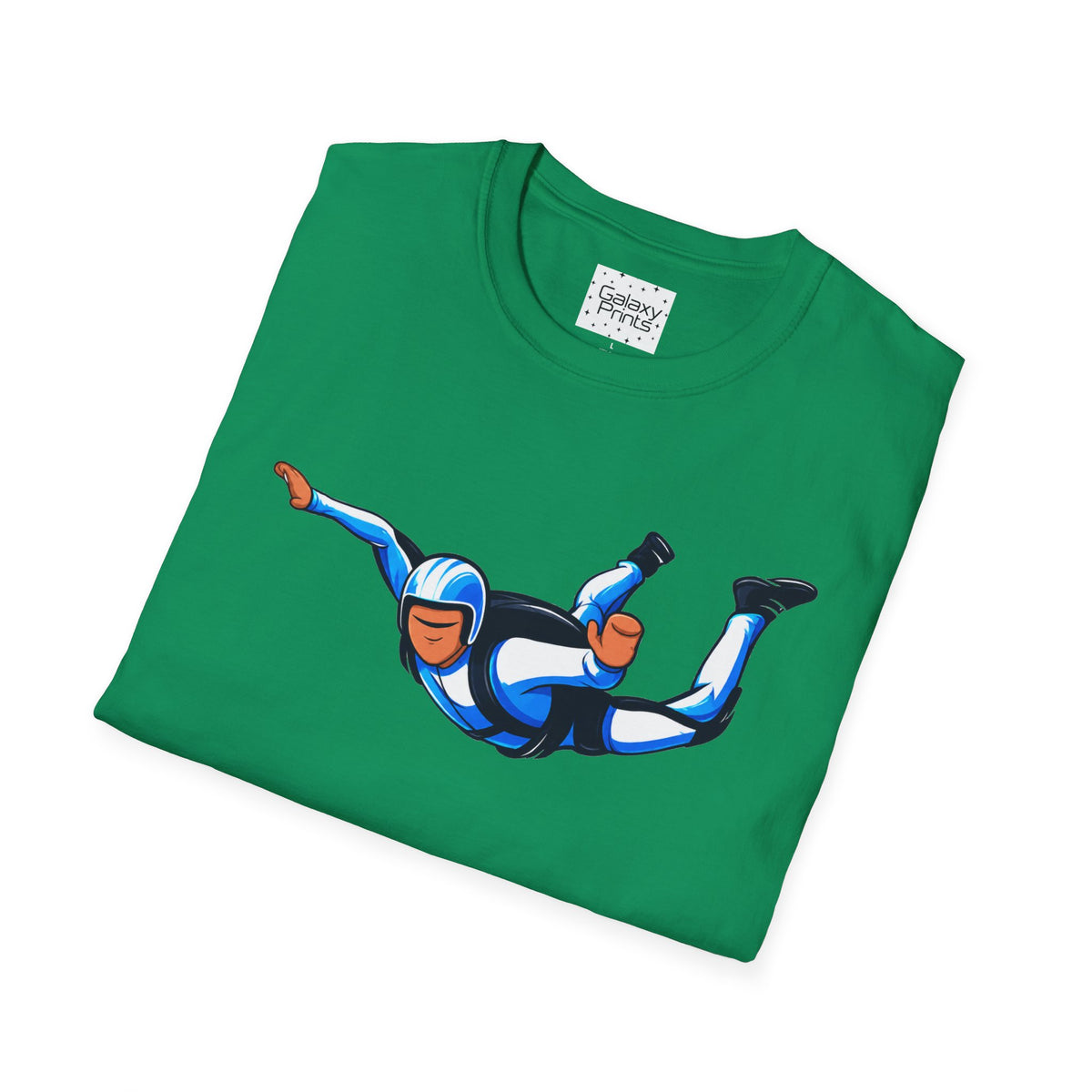Skydiver Graphic T-Shirt — Blue Wingsuit Freefall Tee - I Survived on the back