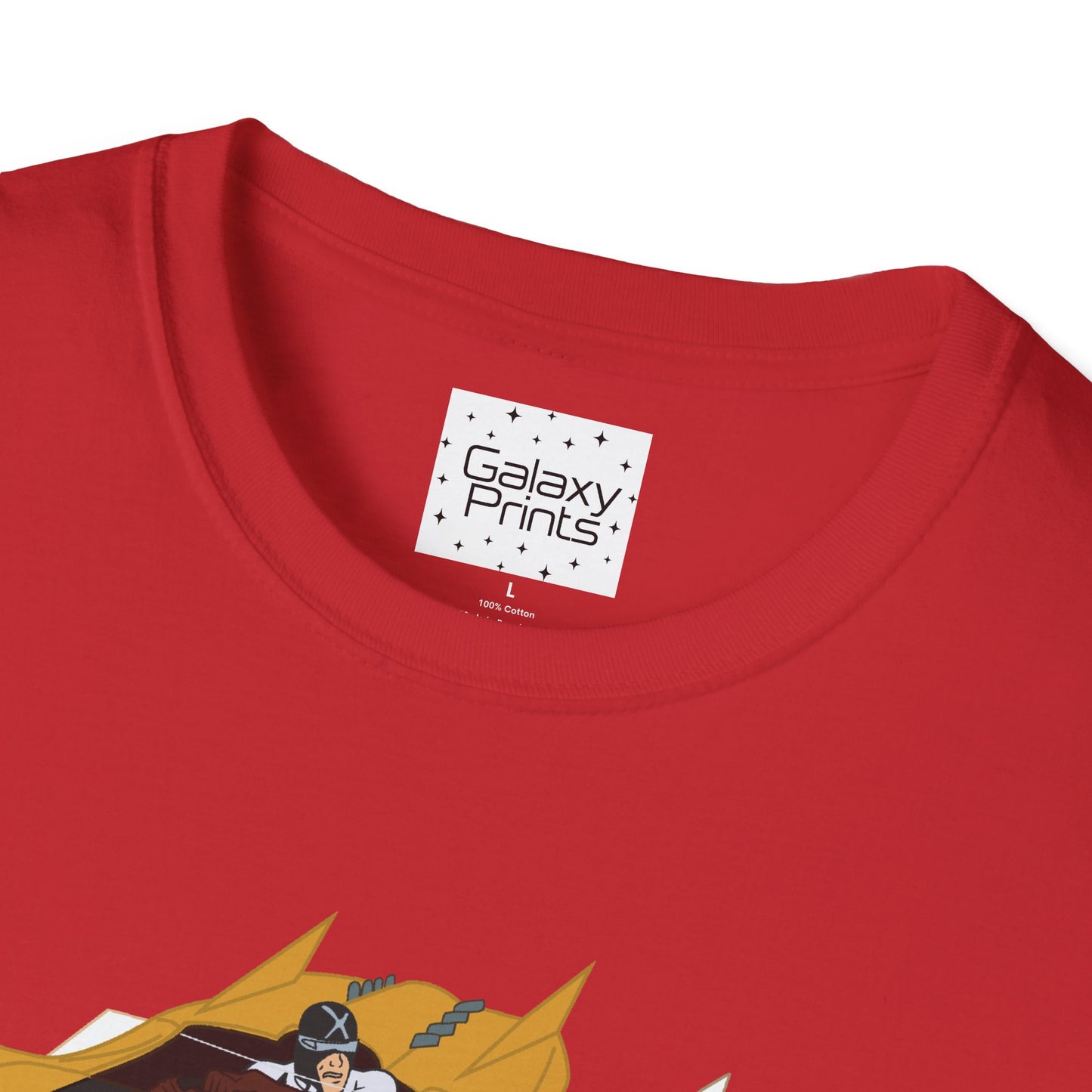Unisex T-Shirt - POP Culture - 'The MACH 5 and Racer X from the Cartoon SPEED RACER - Go Speed Racer, Go Speed Racer, Go Speed Racer, Goooo'