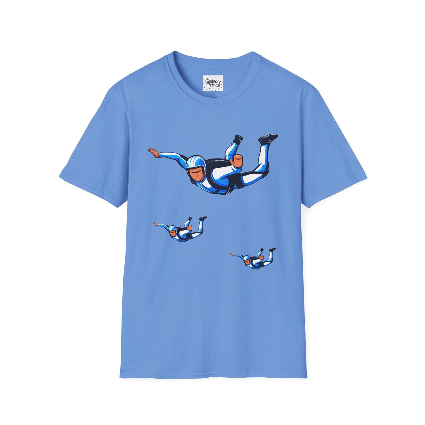 Skydiver Graphic T-Shirt — Blue Freefall Parachute Design