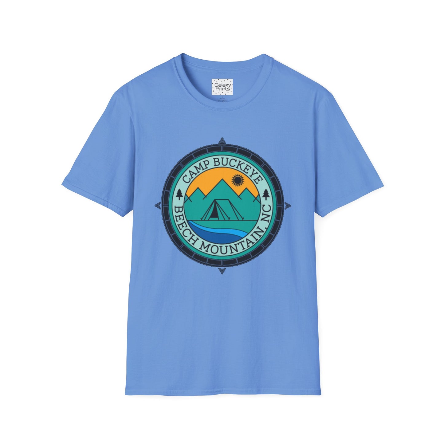 Camp Buckeye Beach Mountains T-Shirt — Vintage Outdoor Camping Badge Tee