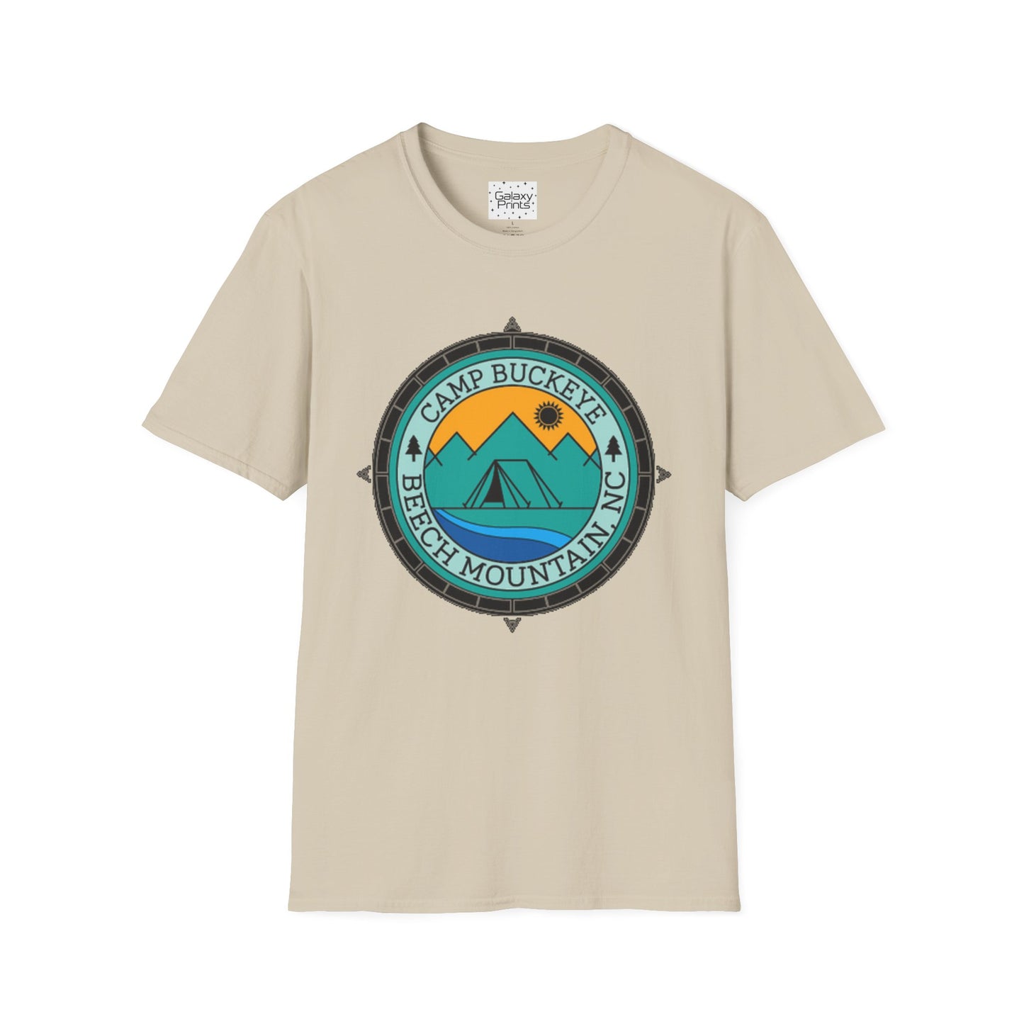 Camp Buckeye Beach Mountains T-Shirt — Vintage Outdoor Camping Badge Tee