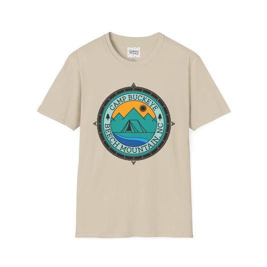 Camp Buckeye Beach Mountains T-Shirt — Vintage Outdoor Camping Badge Tee