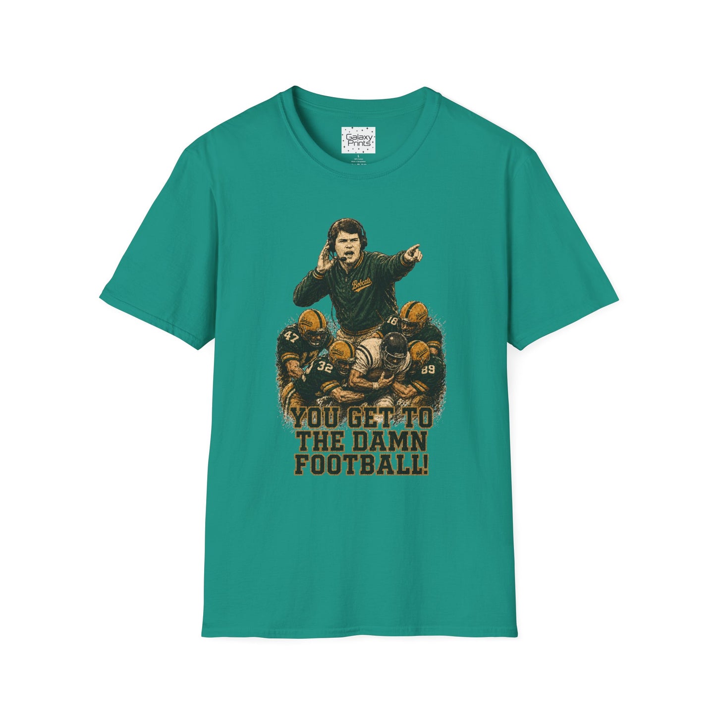 Lees-McRae College Bobcats Vintage Football T-Shirt — Coach Johnson #2  "You Get To The Darm Football" - Forever Undefeated