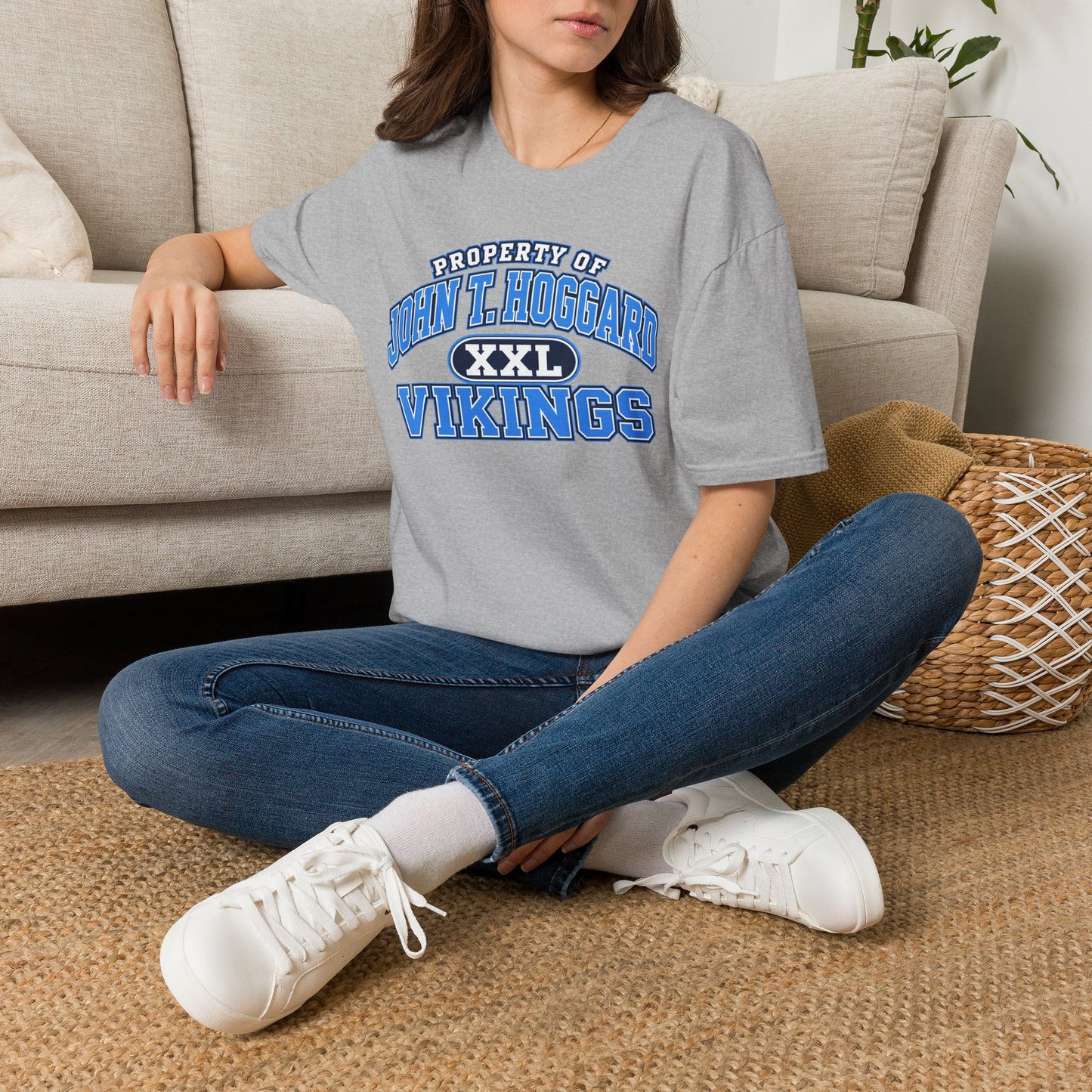 Property of JTH Vikings T‑Shirt XXL — Viking in Power Circle back - Hoggard School Spirit Tee