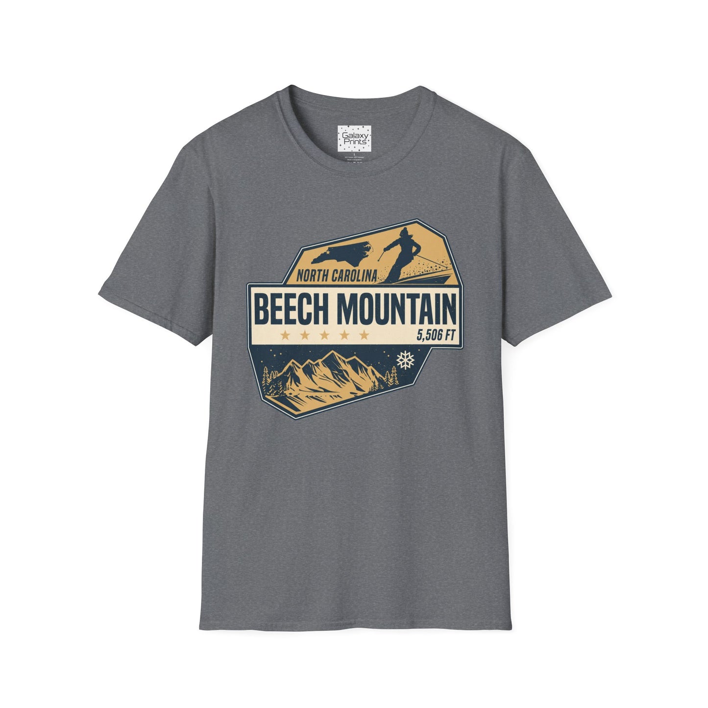 Beech Mountain T‑Shirt — North Carolina Ski & Mountain Vintage Badge (5,506 ft)