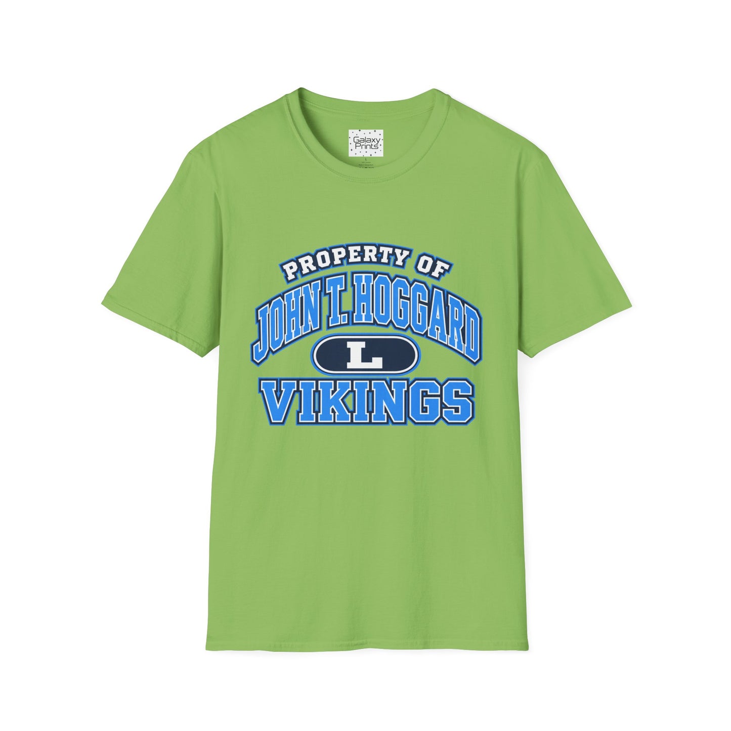 Property of JTH Vikings T‑Shirt L — Viking in Power Circle back - Hoggard School Spirit Tee